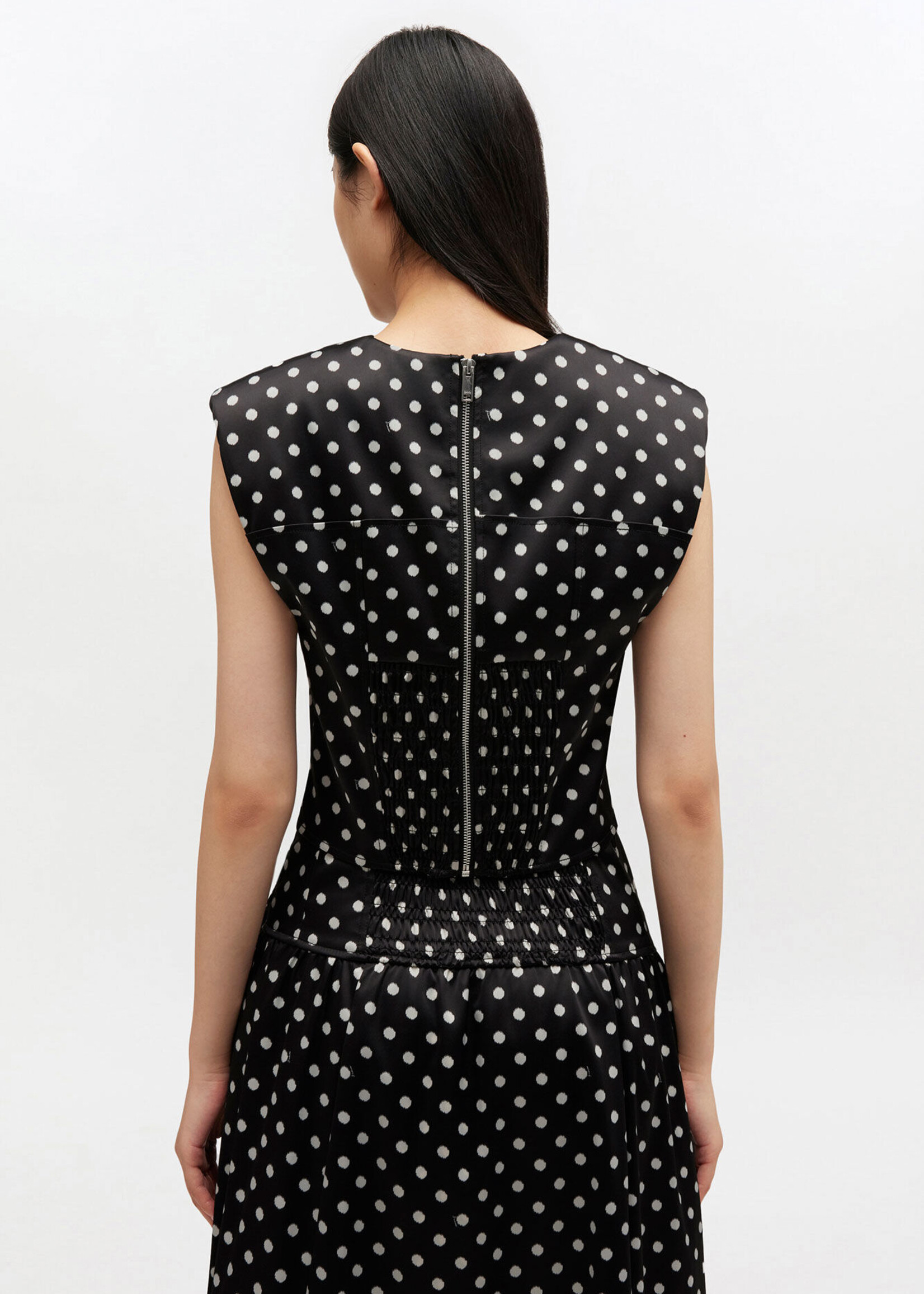 GANNI Printed Double Satin Corset Top