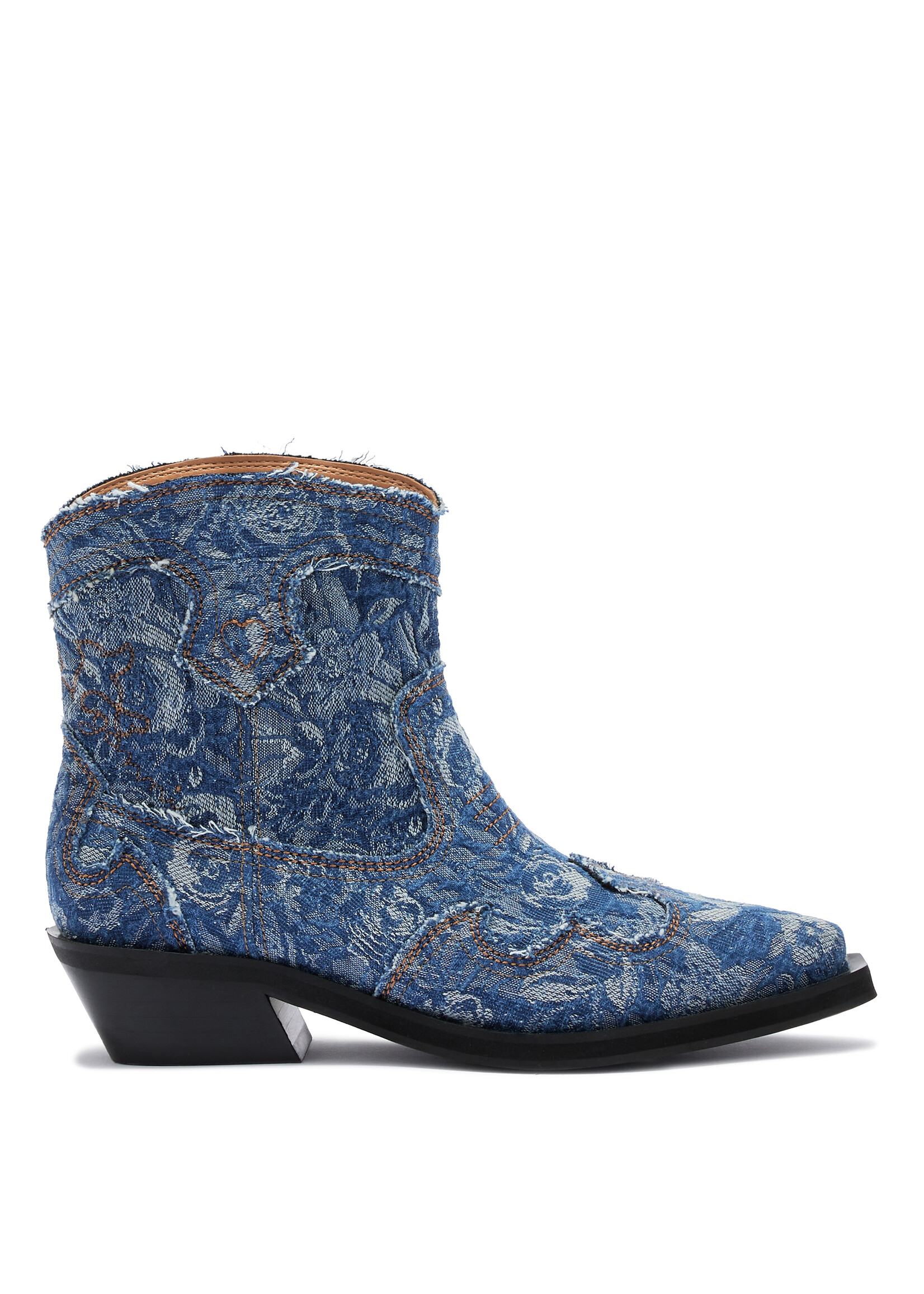 GANNI Low Shaft Embroidered Western Denim Tapestry