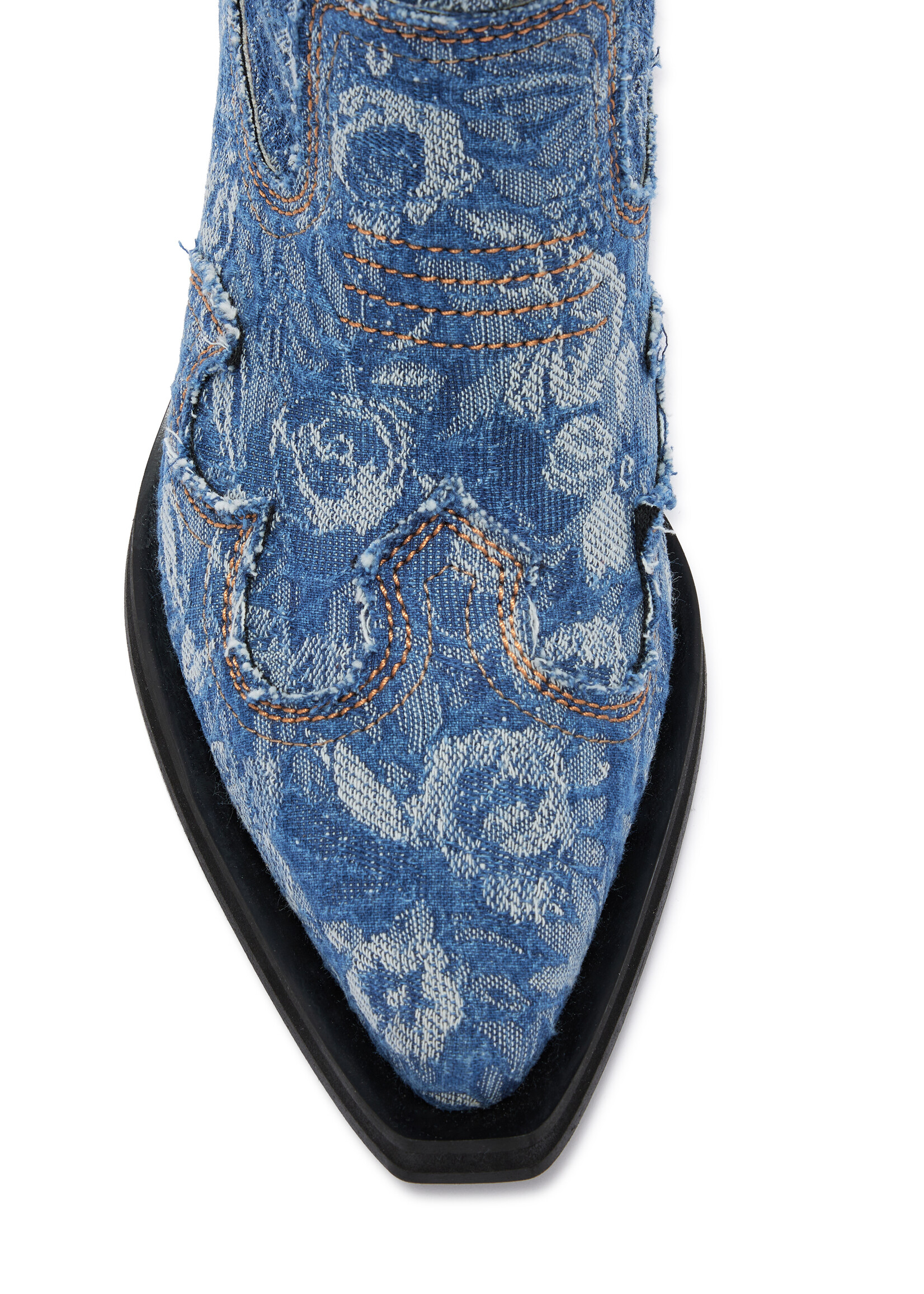 GANNI Low Shaft Embroidered Western Denim Tapestry