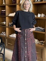 GANNI Foil Denim Midi Skirt