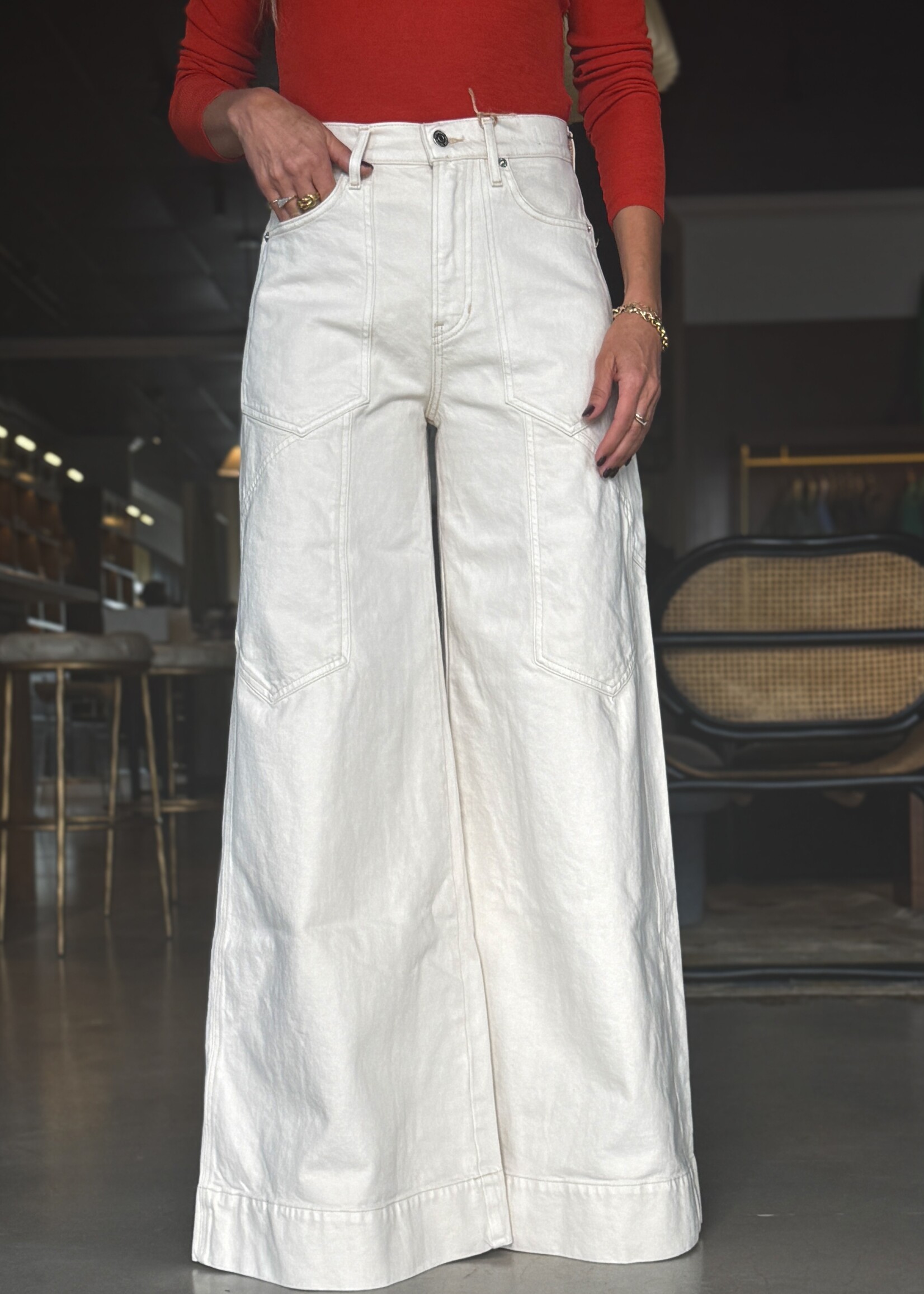 Veronica Beard Freddy Wide-Leg Cargo Jean