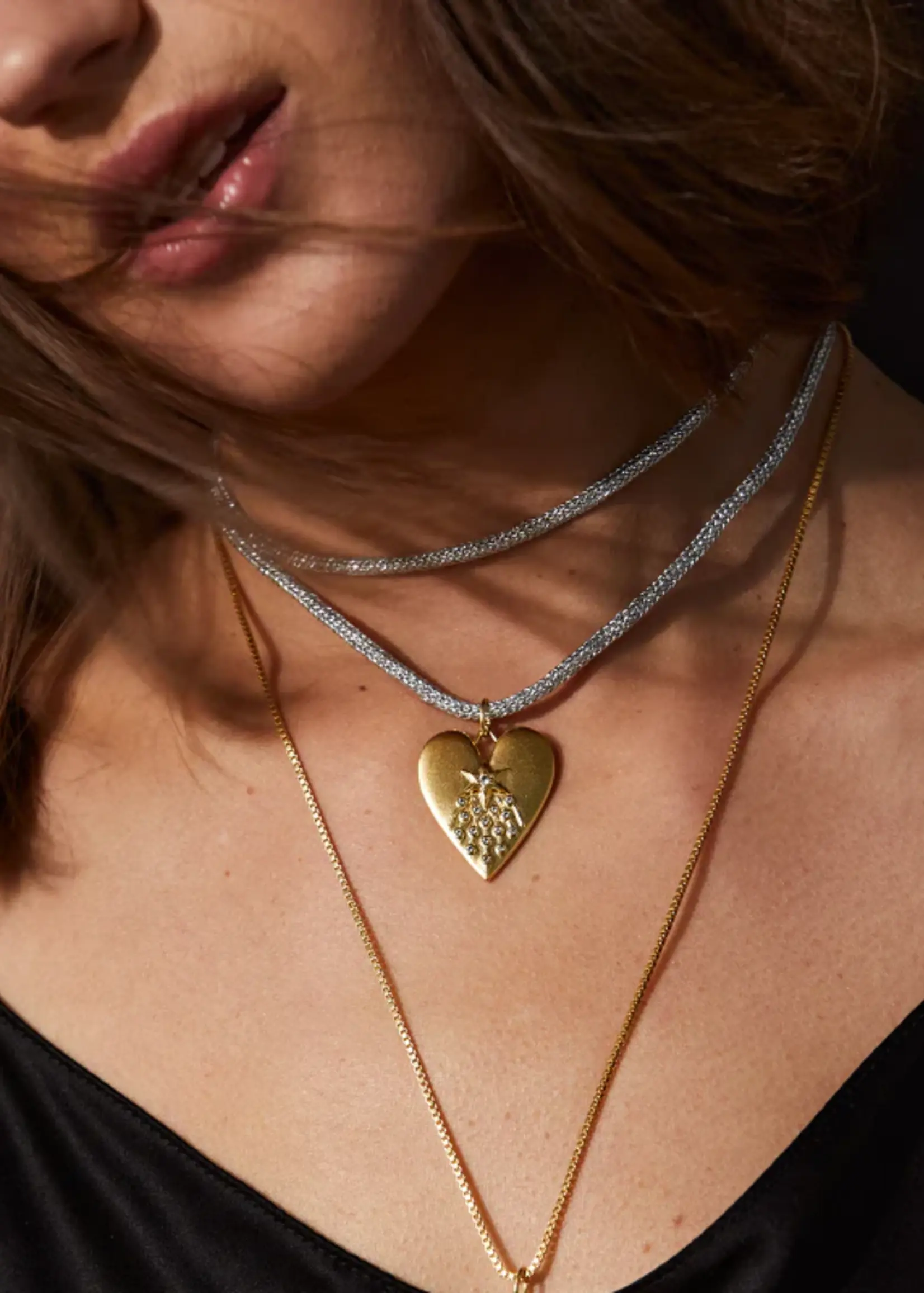 HART Jewelry Silver Cord Necklace w Halley's Heart Charm