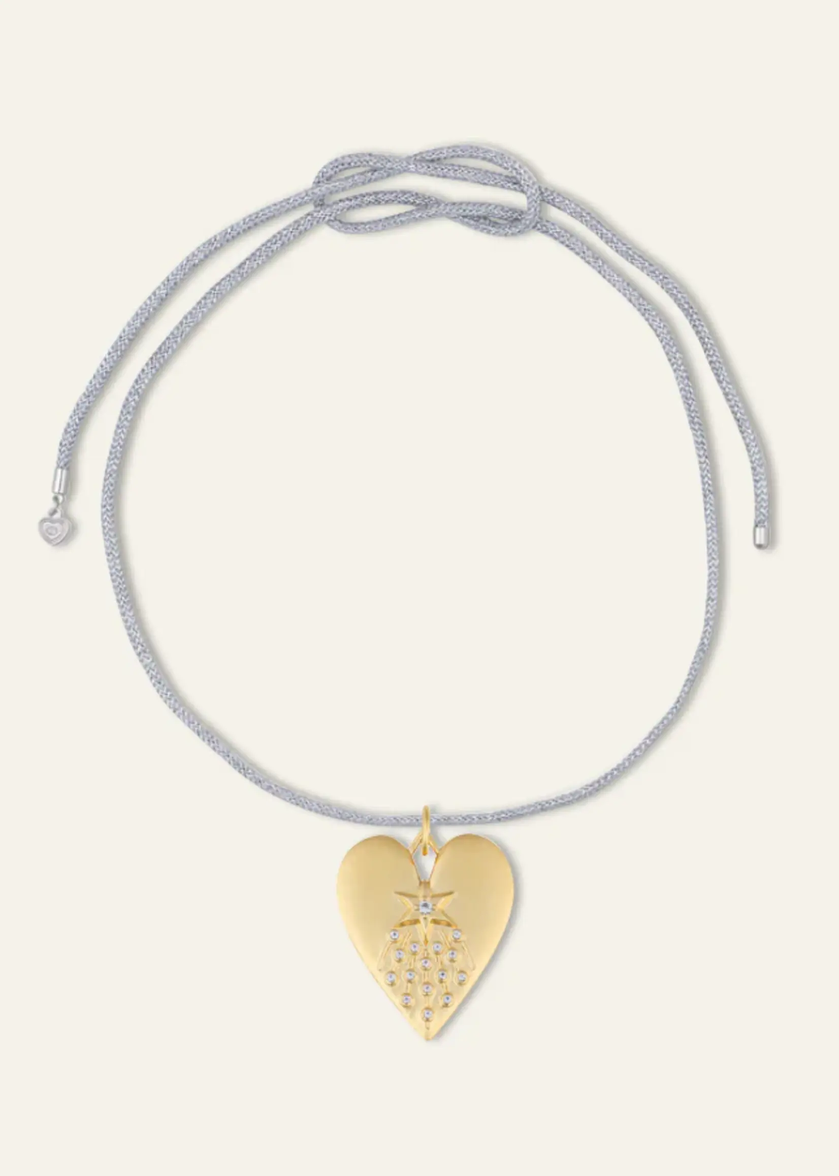 HART Jewelry Silver Cord Necklace w Halley's Heart Charm