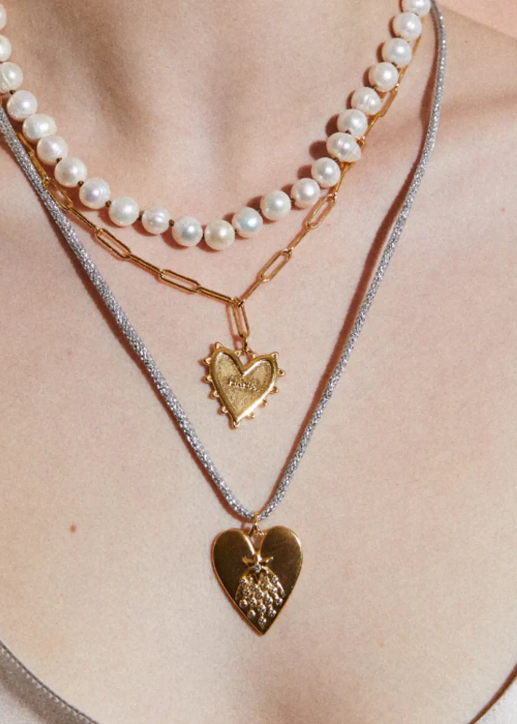 HART Jewelry Silver Cord Necklace w Halley's Heart Charm