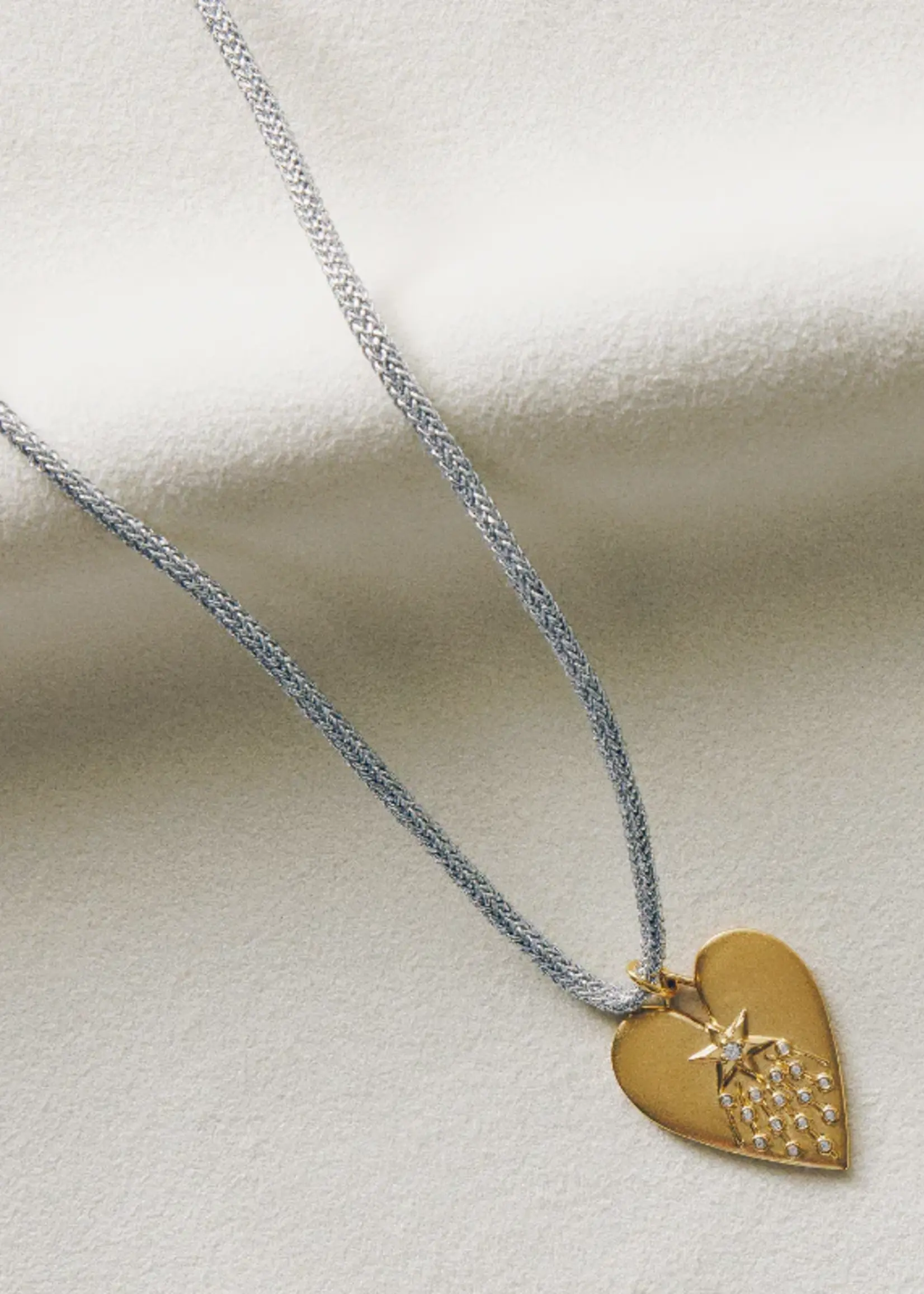 HART Jewelry Silver Cord Necklace w Halley's Heart Charm