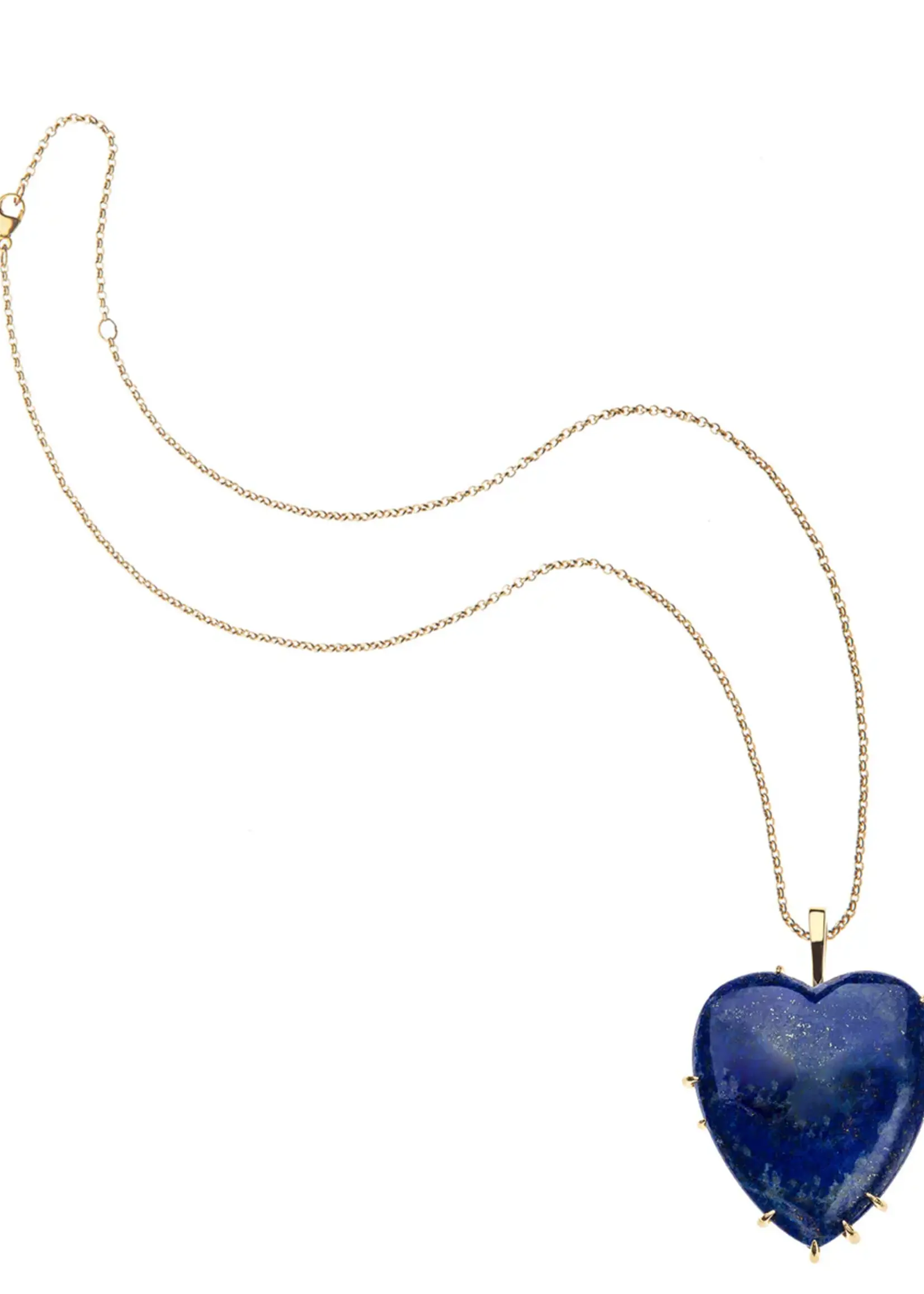 Jane Win Jewelry LOVE Carry Your Heart Pendant in Lapis // 16-18" Classic Rolo Chain