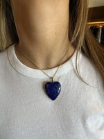 Jane Win Jewelry LOVE Carry Your Heart Pendant in Lapis // 16-18" Classic Rolo Chain