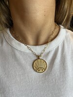 Jane Win Jewelry STRONG JW Original Pendant Coin (Rising Sun) Gold / 18" Drawn Link Chain