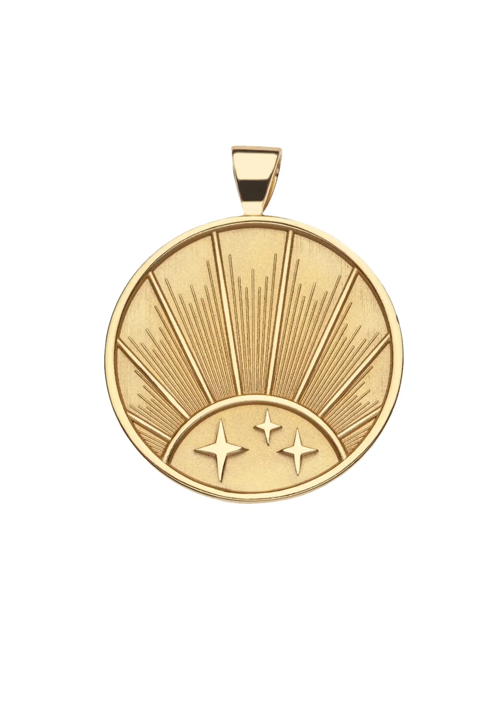 Jane Win Jewelry STRONG JW Original Pendant Coin (Rising Sun) Gold / 18" Drawn Link Chain