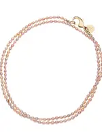 Jane Win Jewelry Double Wrap Rice Pearl Necklace in Pink