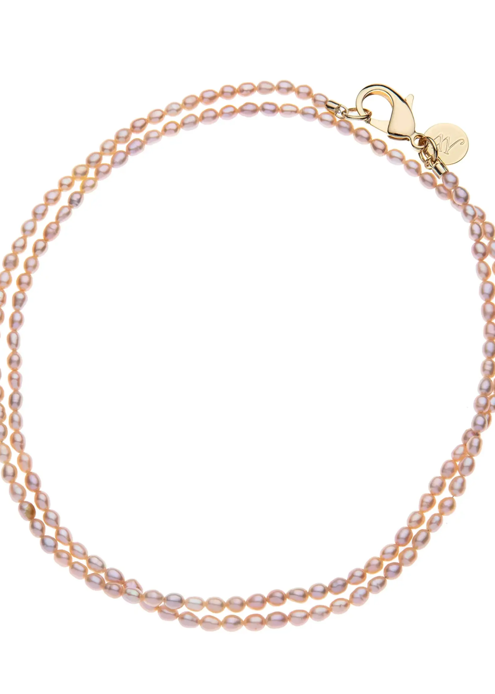 Jane Win Jewelry Double Wrap Rice Pearl Necklace in Pink