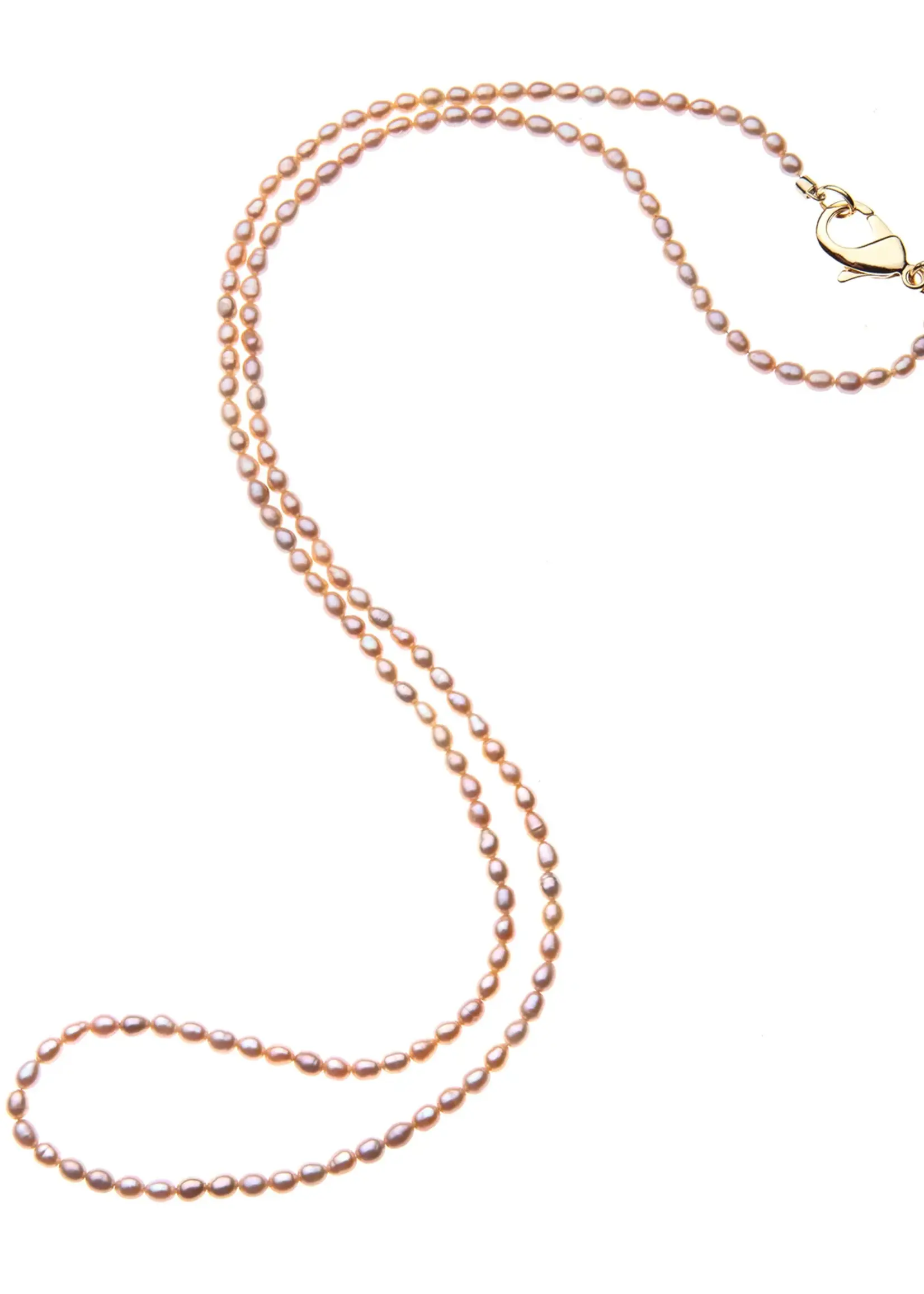 Jane Win Jewelry Double Wrap Rice Pearl Necklace in Pink