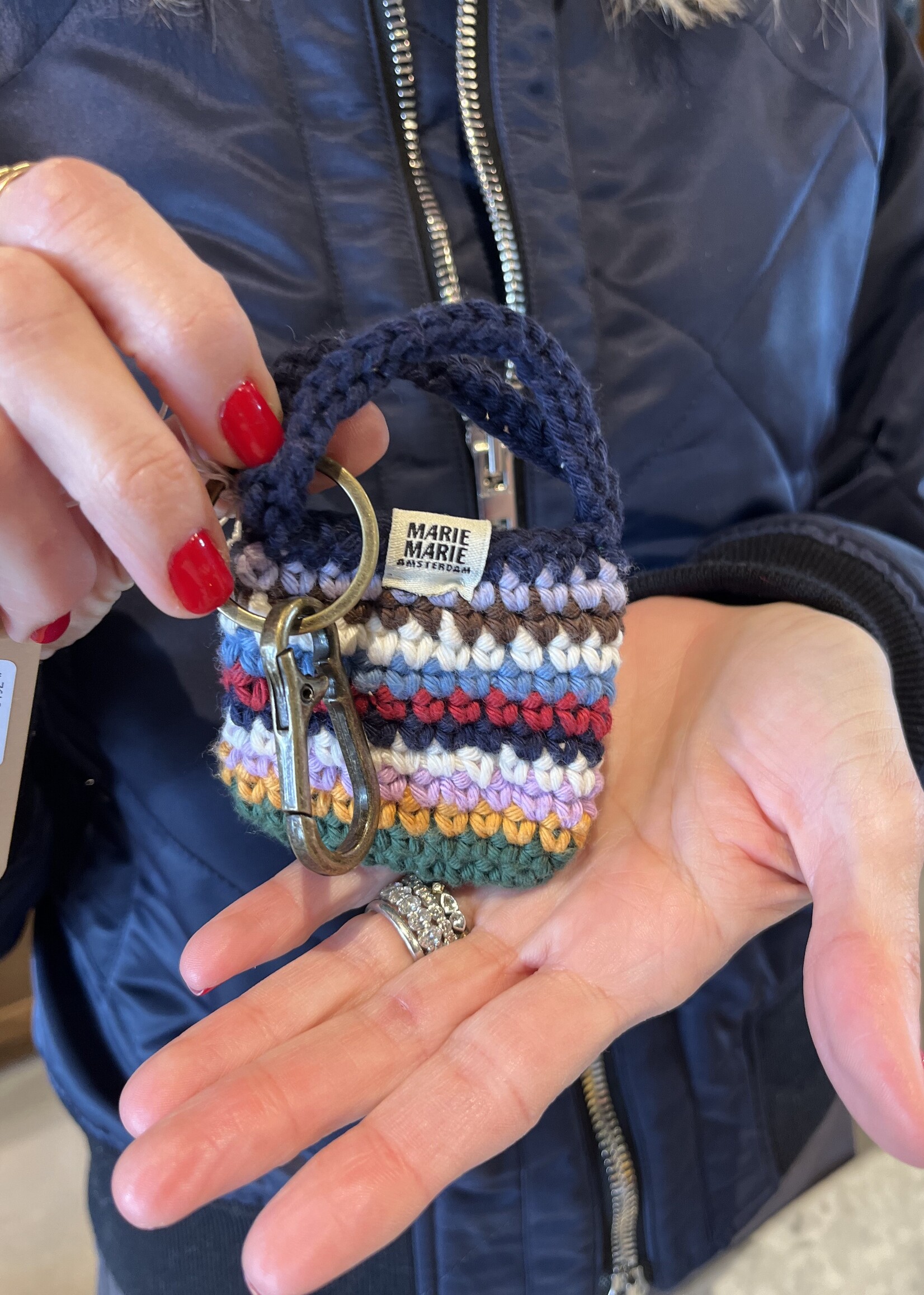 Marie Marie Bag Charm- Winter Stripe Tote