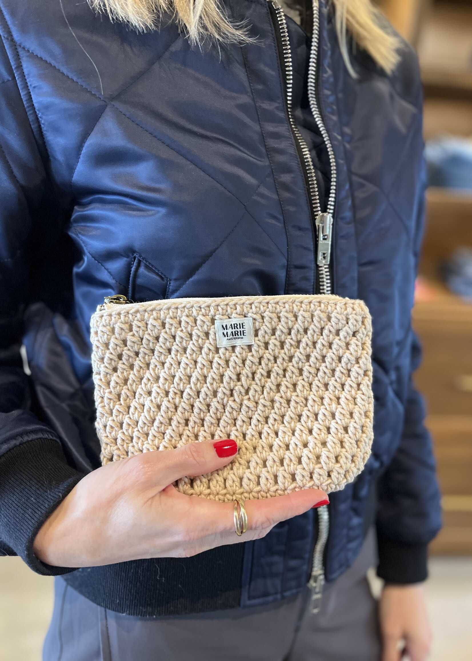 Marie Marie Small Crochet Pouch- Clay