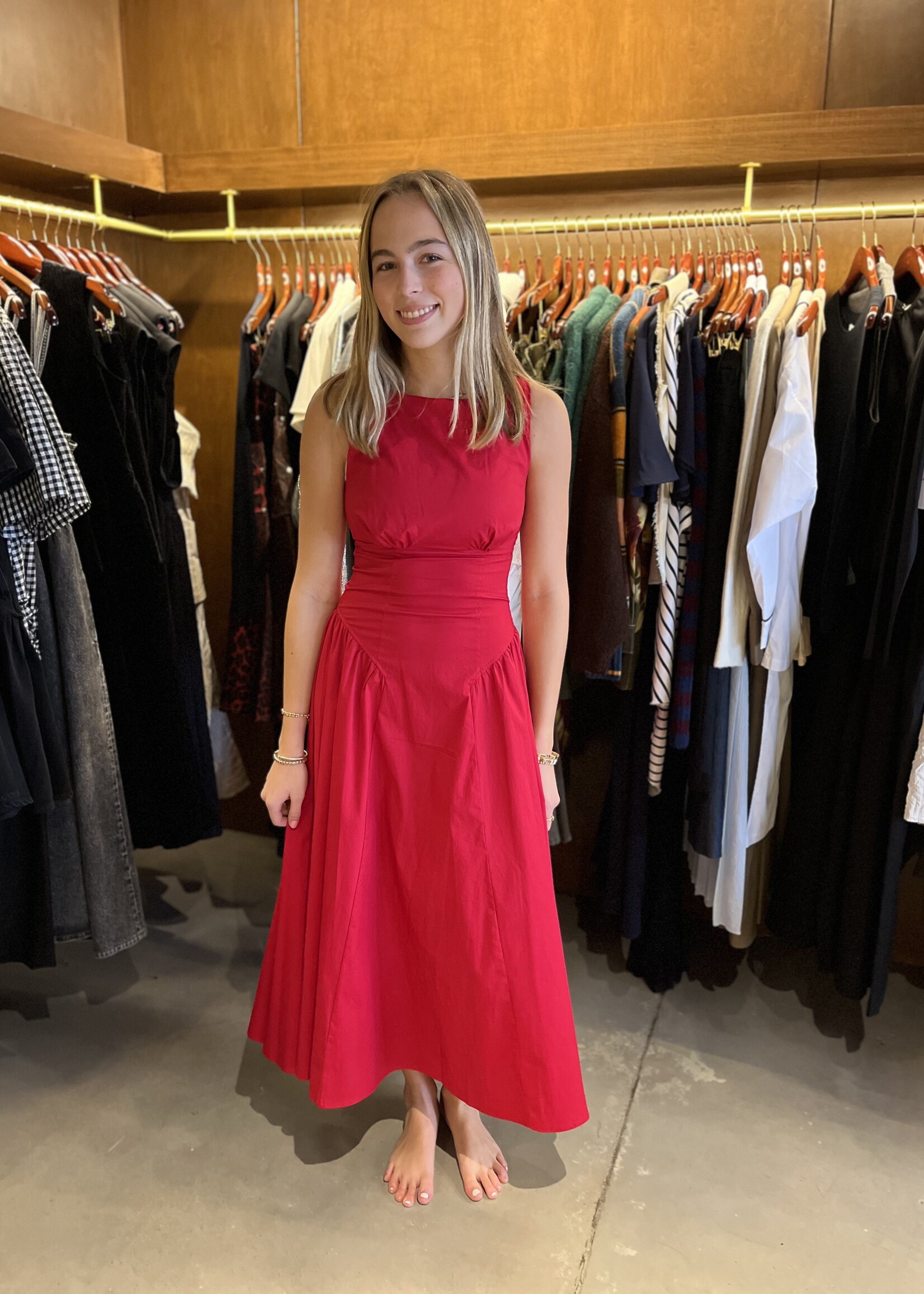 Staud Gwen Dress- Cherry