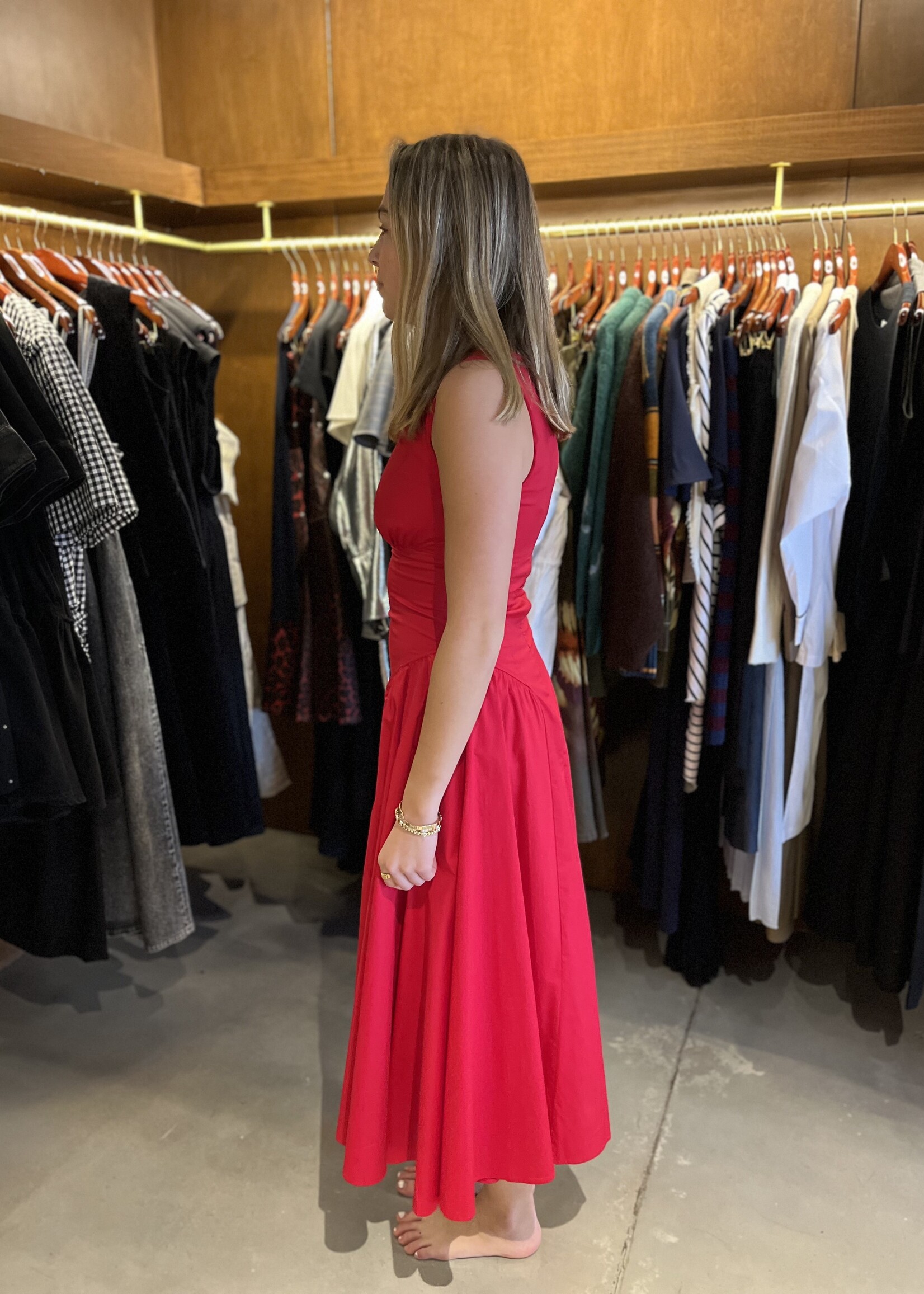 Staud Gwen Dress- Cherry