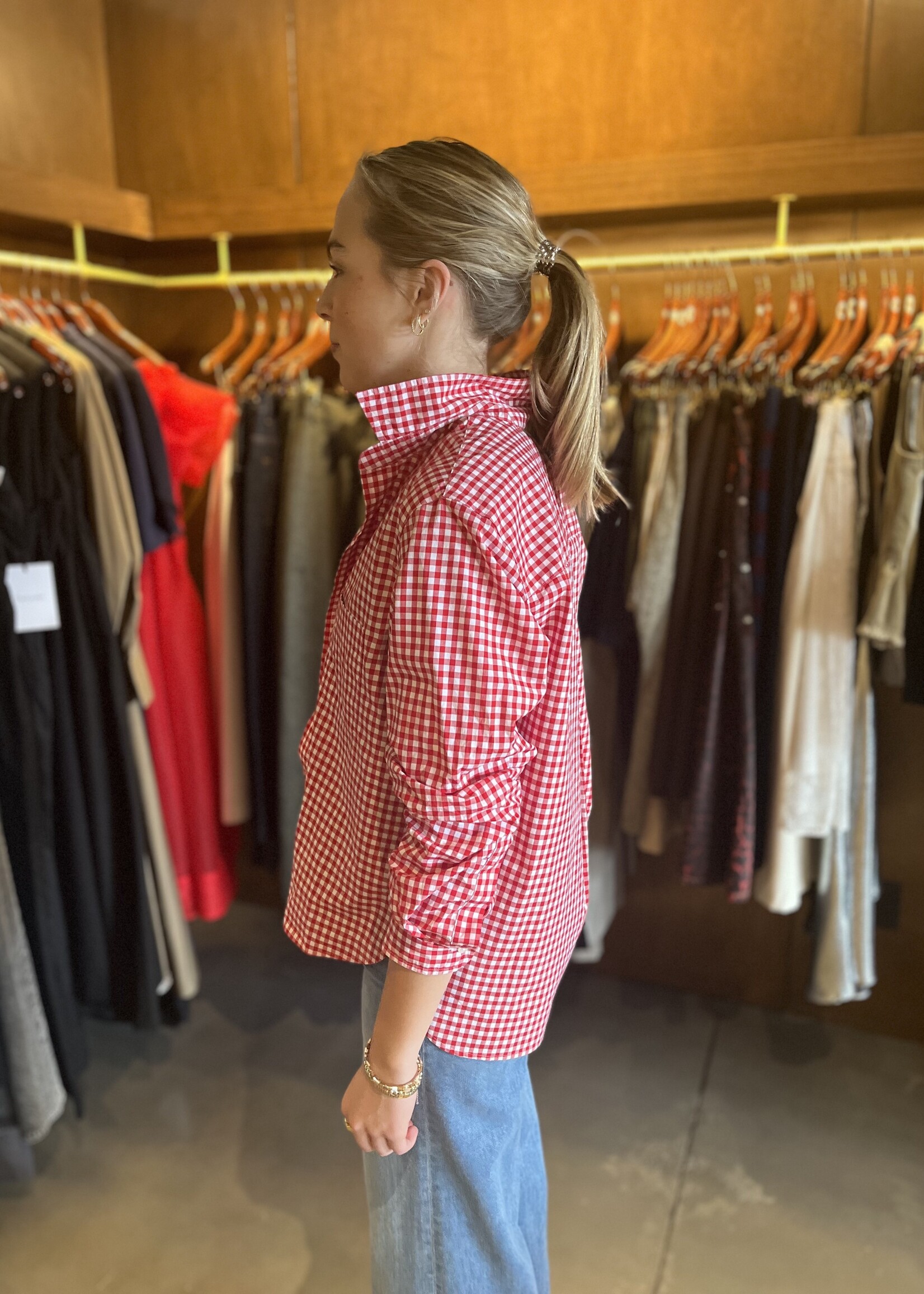 Frank & Eileen Silvio Untuckable Button-Up- Red White Check RCHK