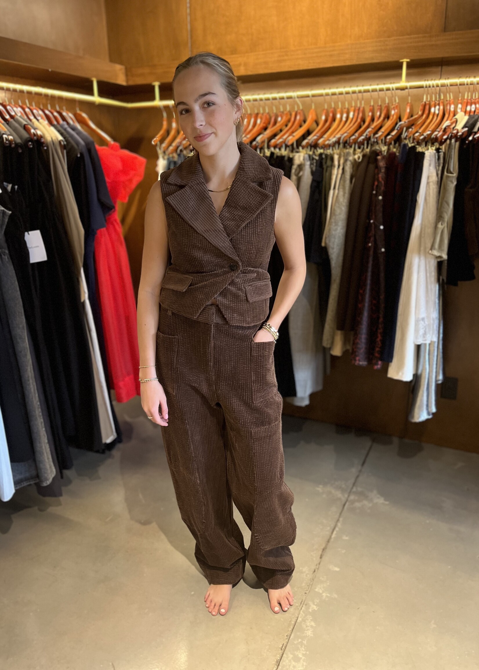 GANNI Seersucker Corduroy Curved Pants