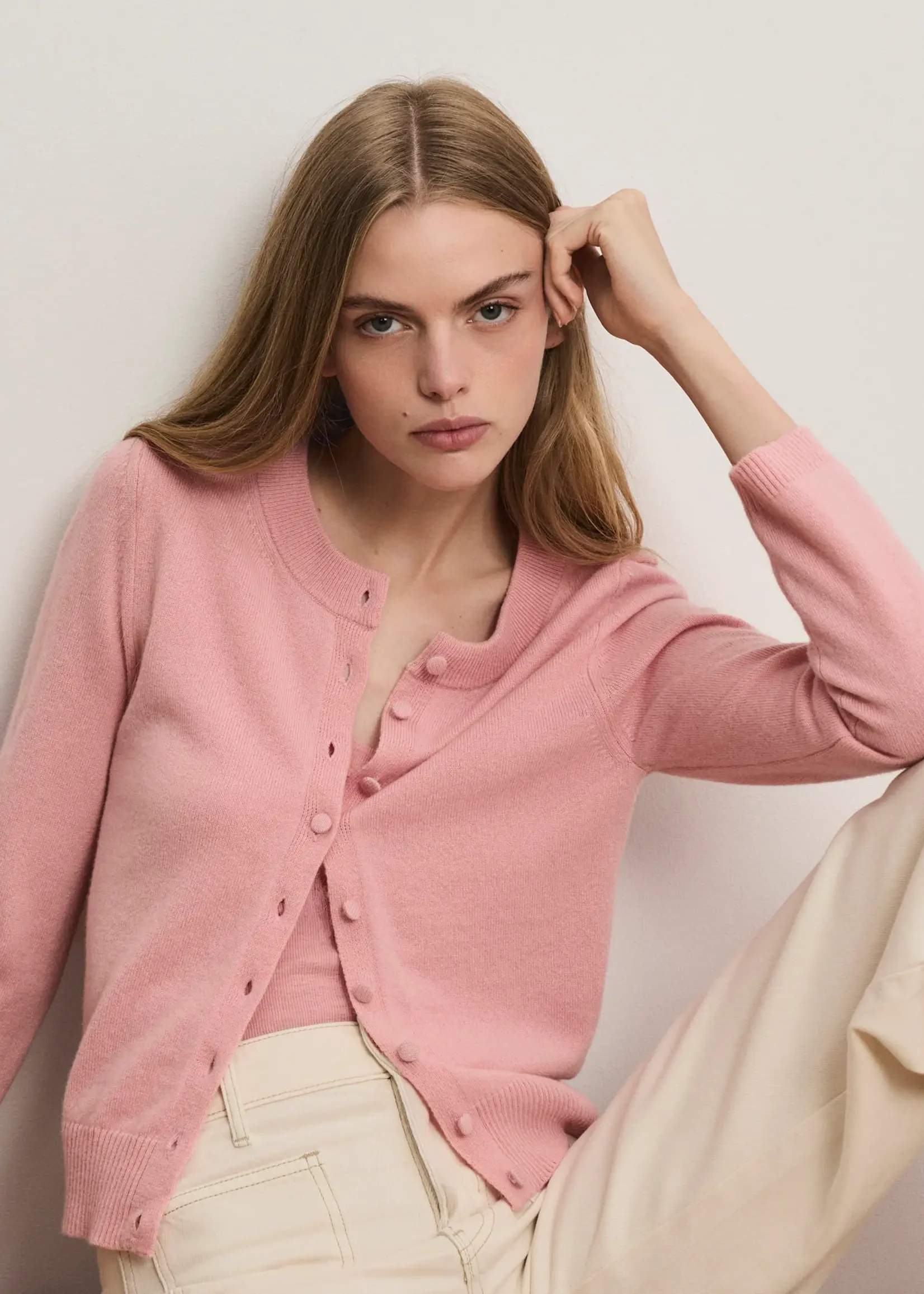 Veronica Beard Daro Cashmere Cardigan- Petal