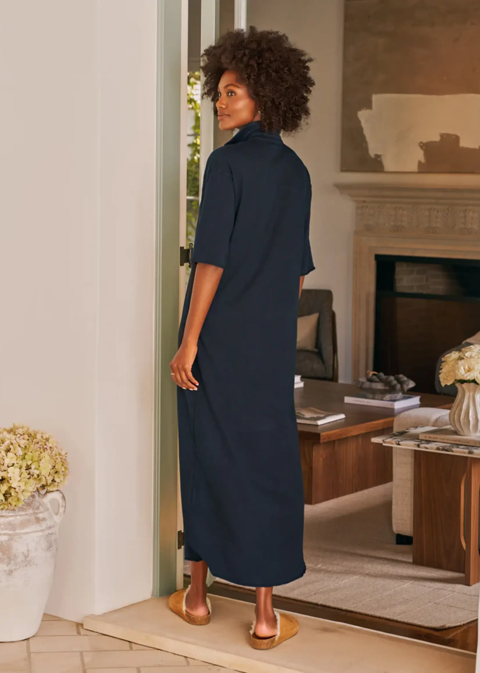 Frank & Eileen Emma Henley Short Sleeve Maxi Dress- British Royal Navy BRNV