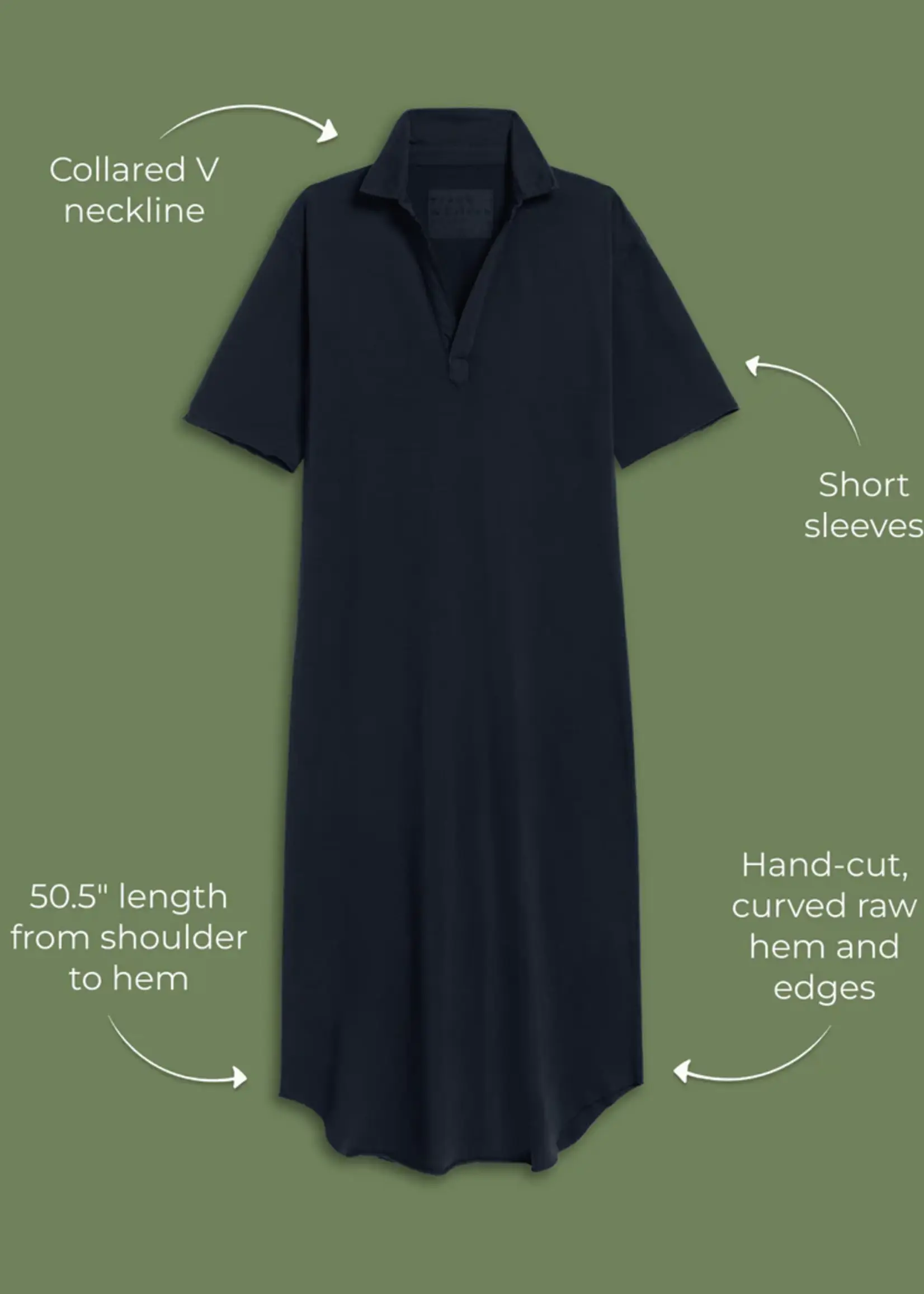 Frank & Eileen Emma Henley Short Sleeve Maxi Dress- British Royal Navy BRNV