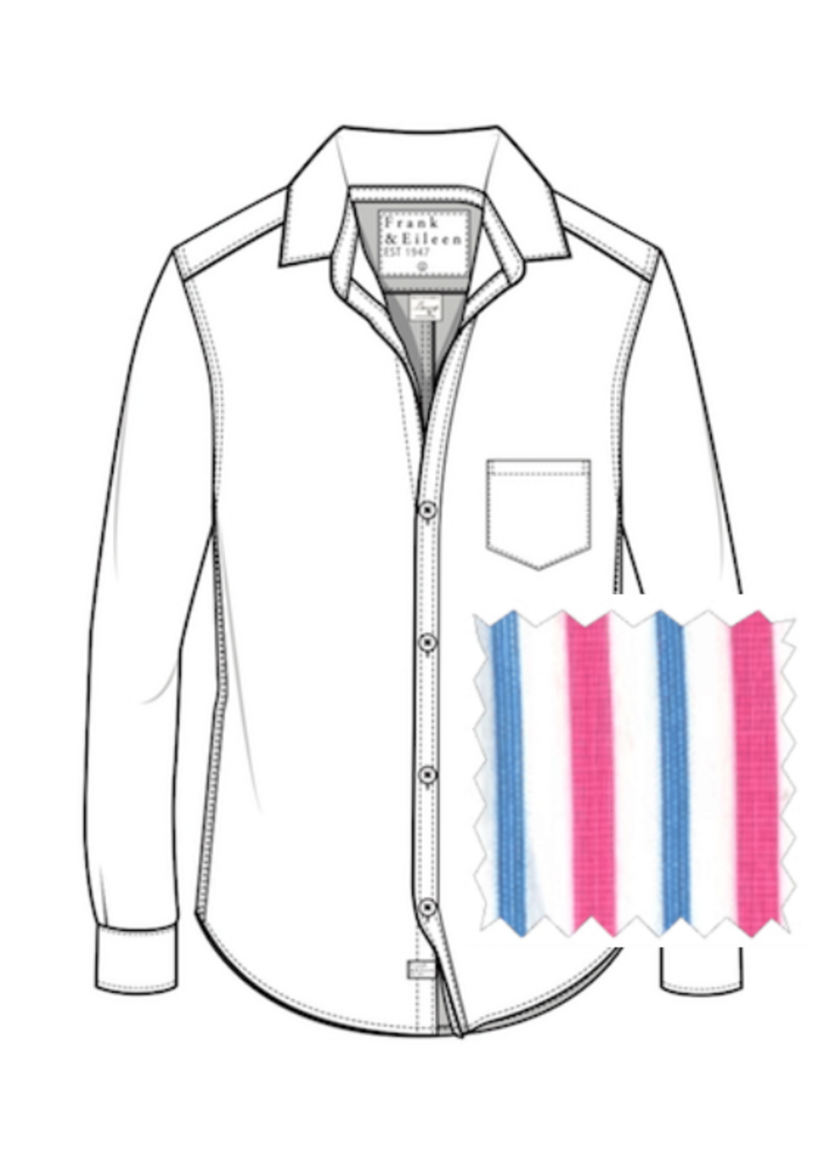 Frank & Eileen Barry Tailored Button-Up- Hot Pink Blue Stripe HPBS