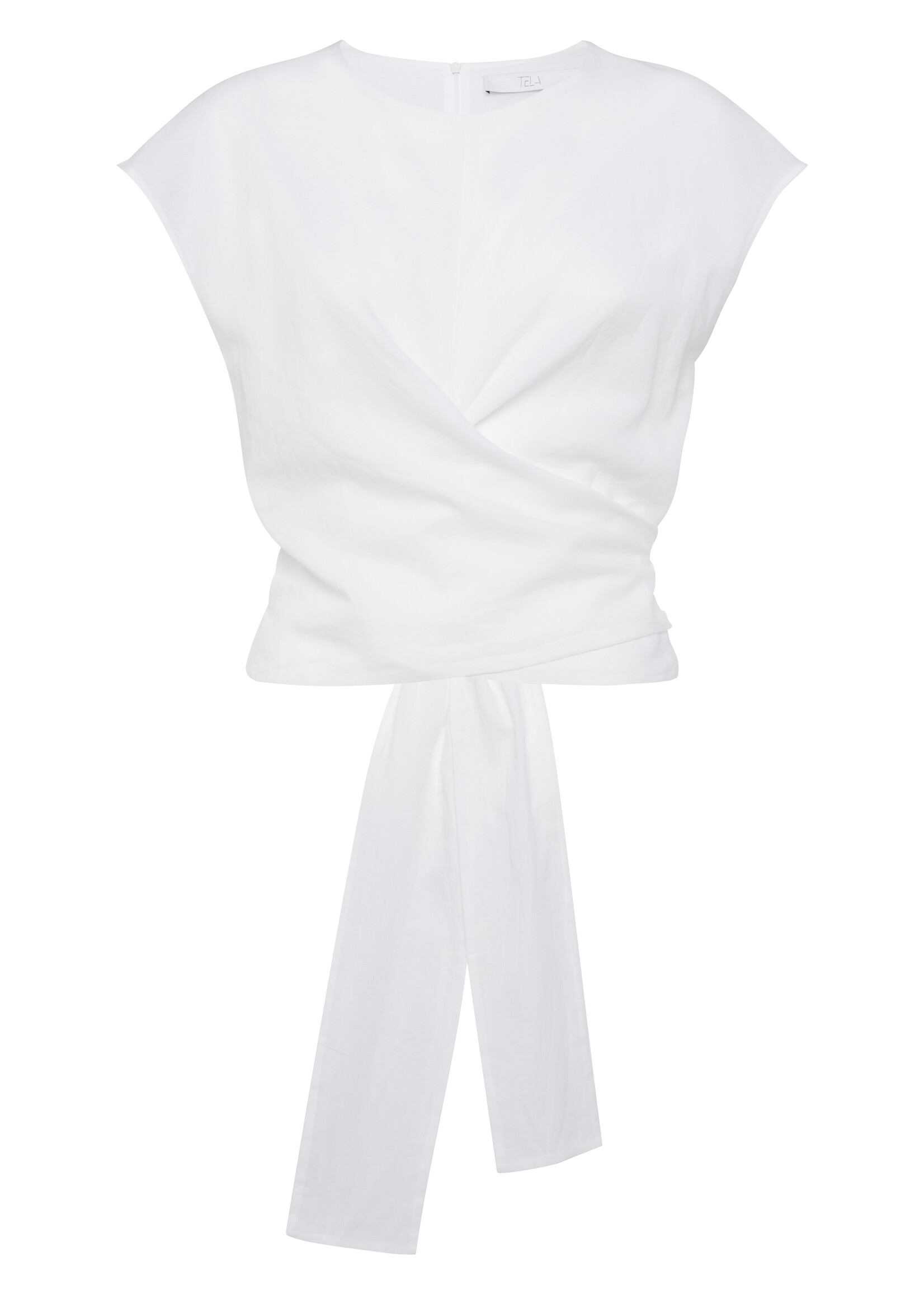 Tela Marlon Sleeveless White Muslin Top With Back Knot Closure