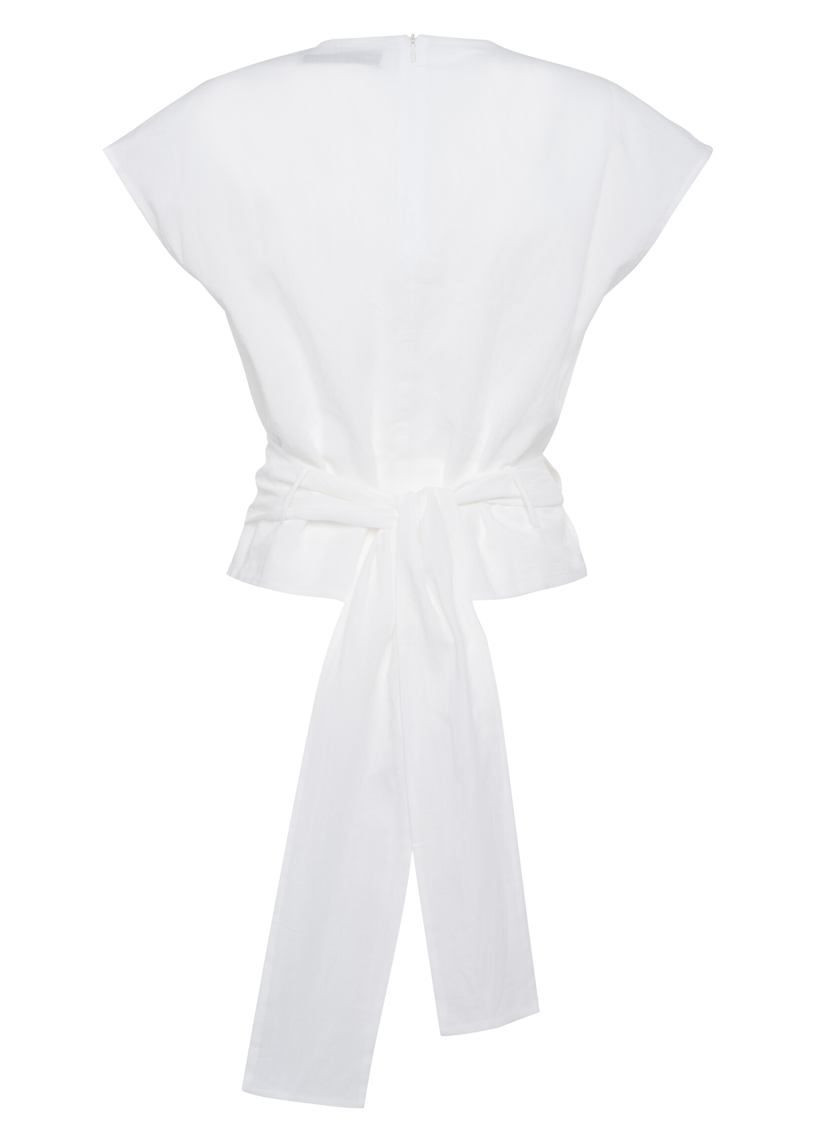 Tela Marlon Sleeveless White Muslin Top With Back Knot Closure