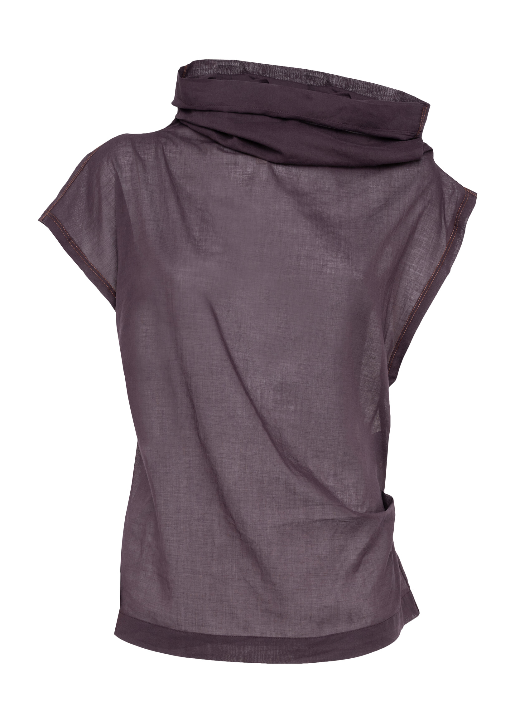 Tela Papaya Short-Sleeve Plum Sheer Muslin Top