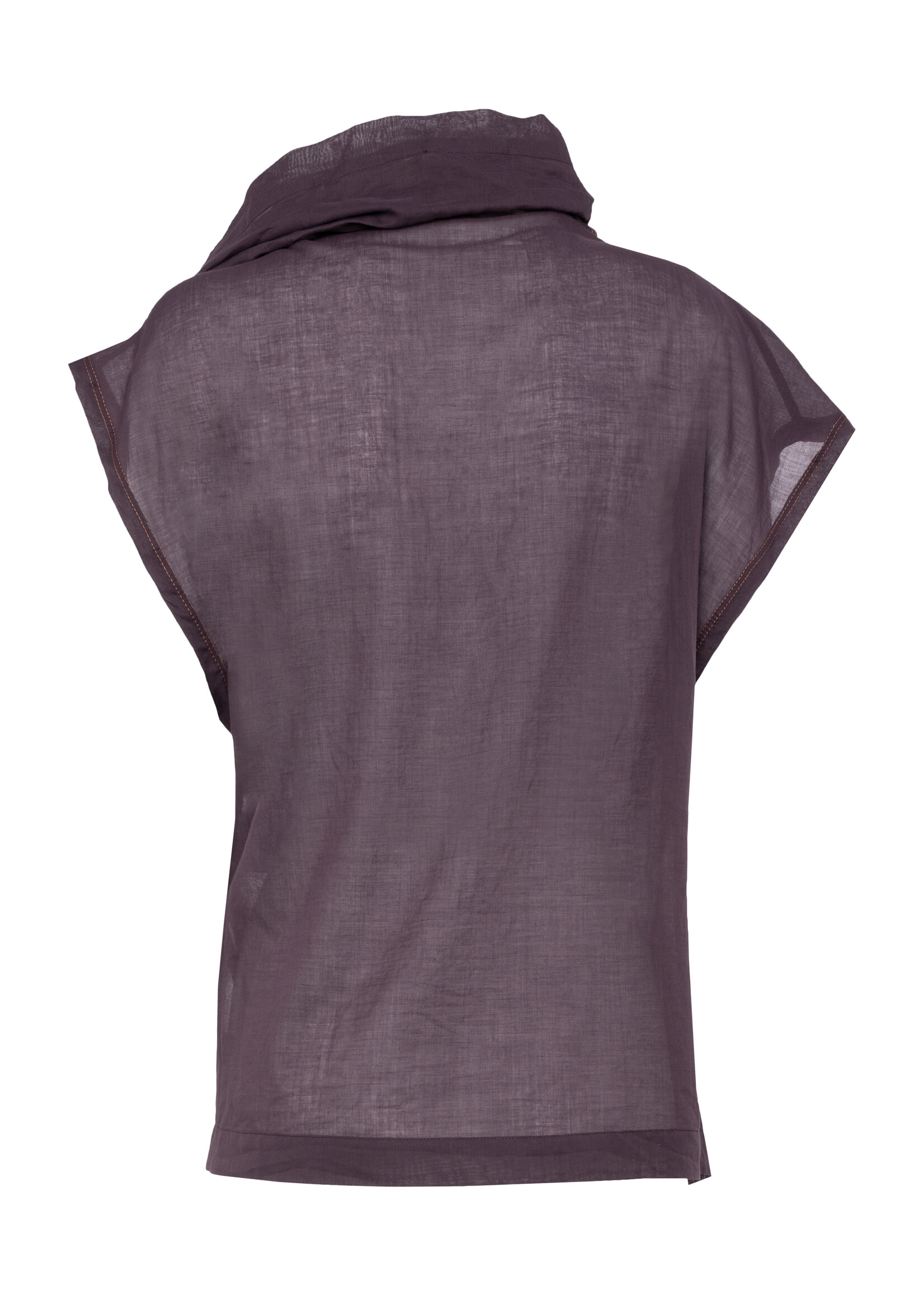 Tela Papaya Short-Sleeve Plum Sheer Muslin Top