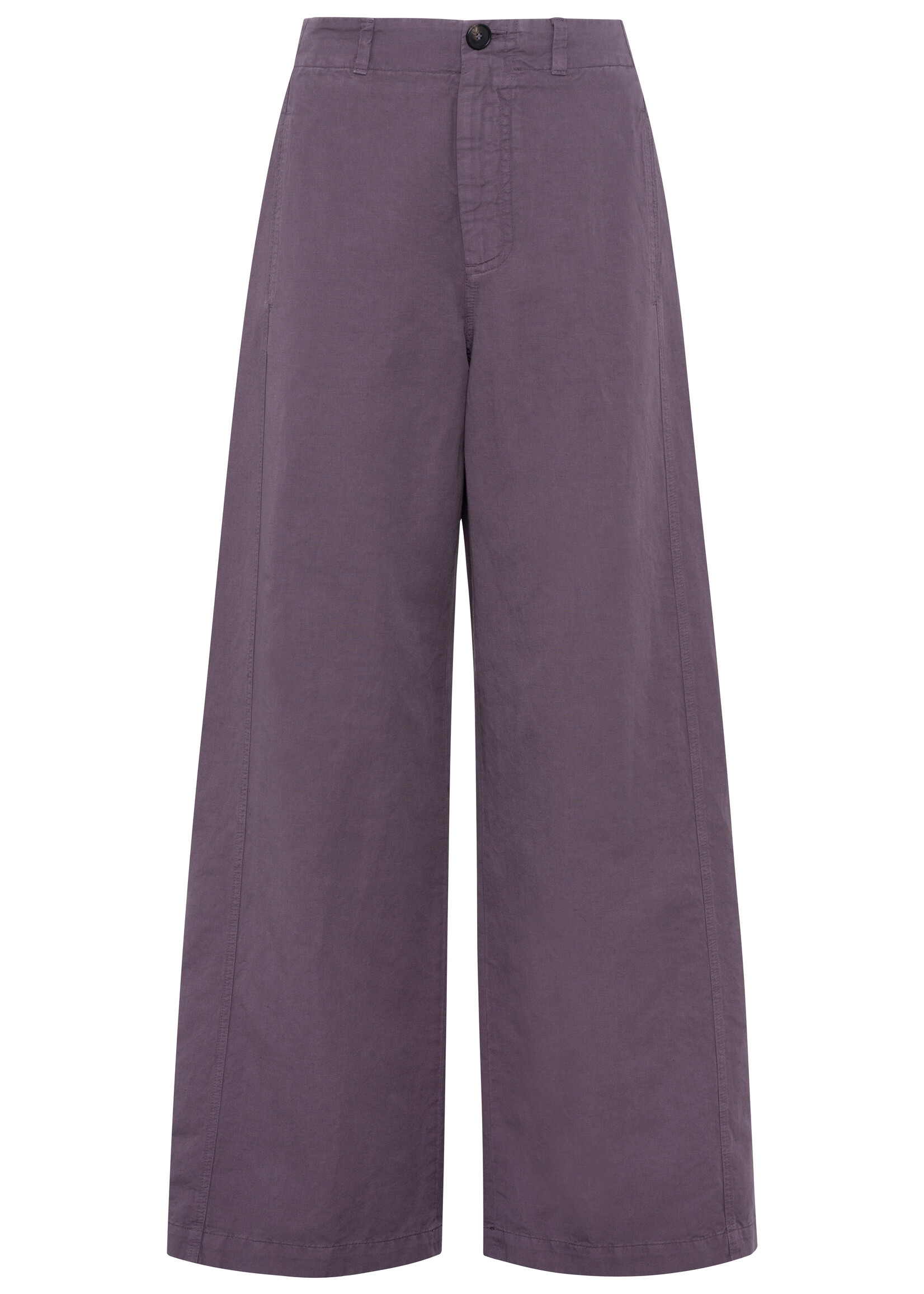 Tela Vanda Wide-Leg Plum Purple Linen-Cotton Trousers