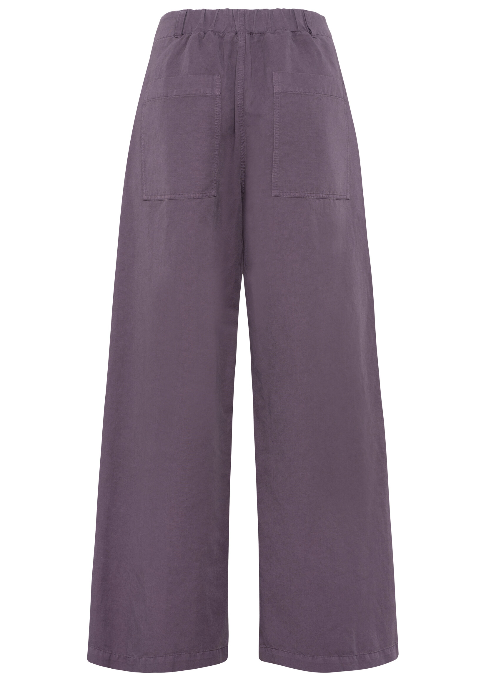 Tela Vanda Wide-Leg Plum Purple Linen-Cotton Trousers