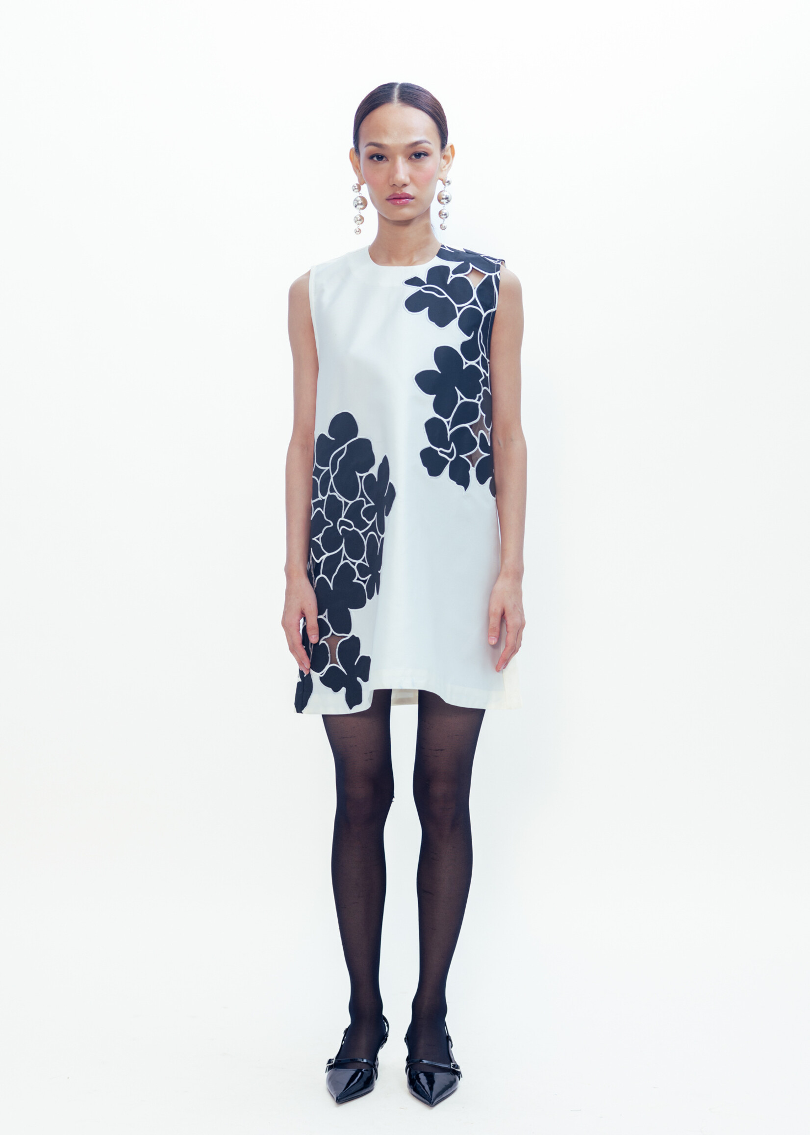 Lovebirds Katya Dress 04- Ivory + Black Patchwork