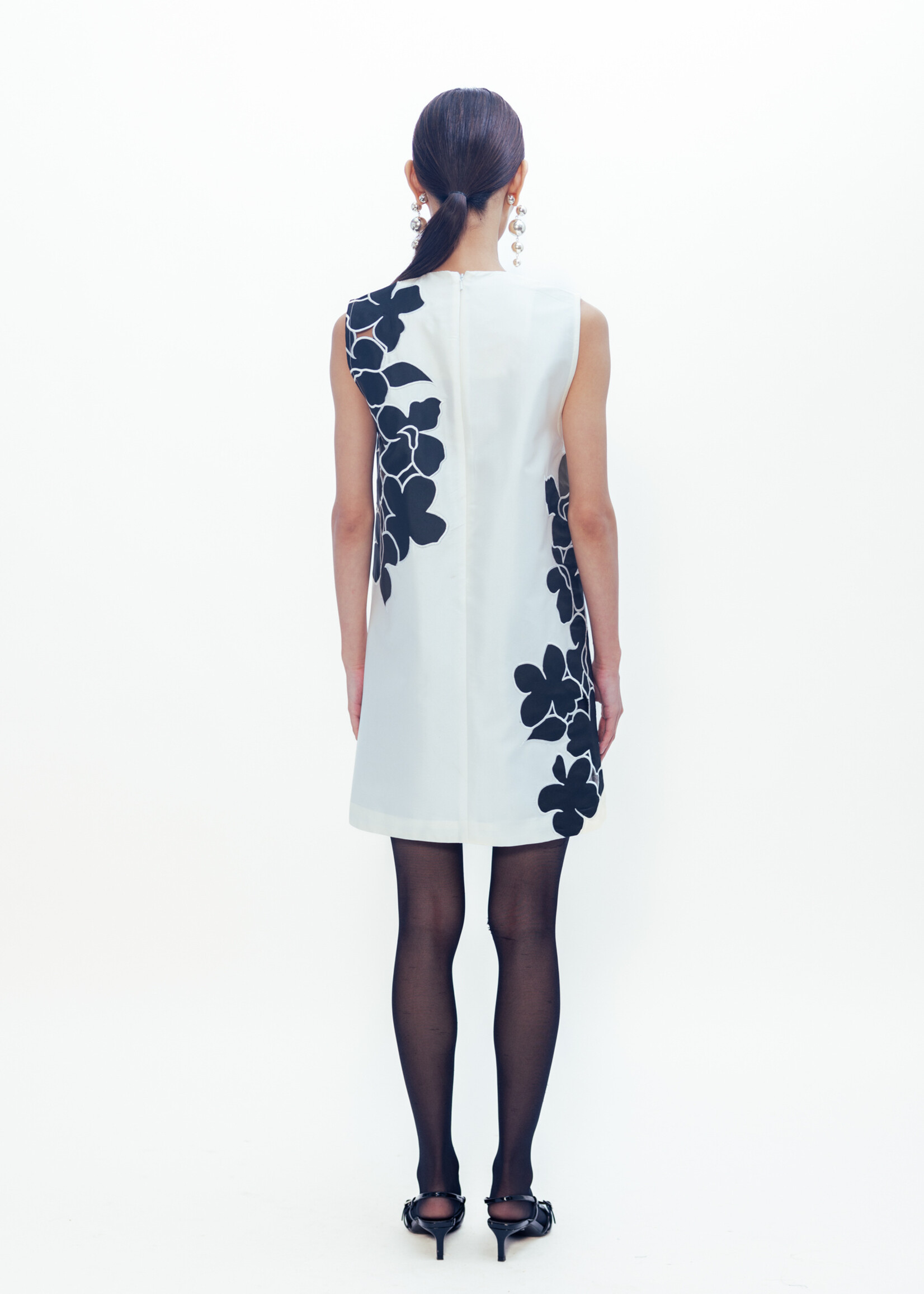 Lovebirds Katya Dress 04- Ivory + Black Patchwork