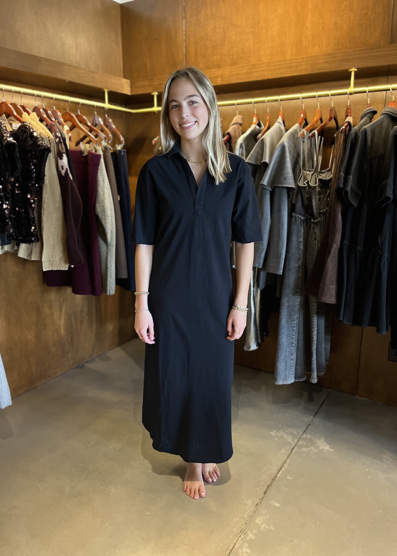 Frank & Eileen Emma Henley Short Sleeve Maxi Dress- British Royal Navy BRNV