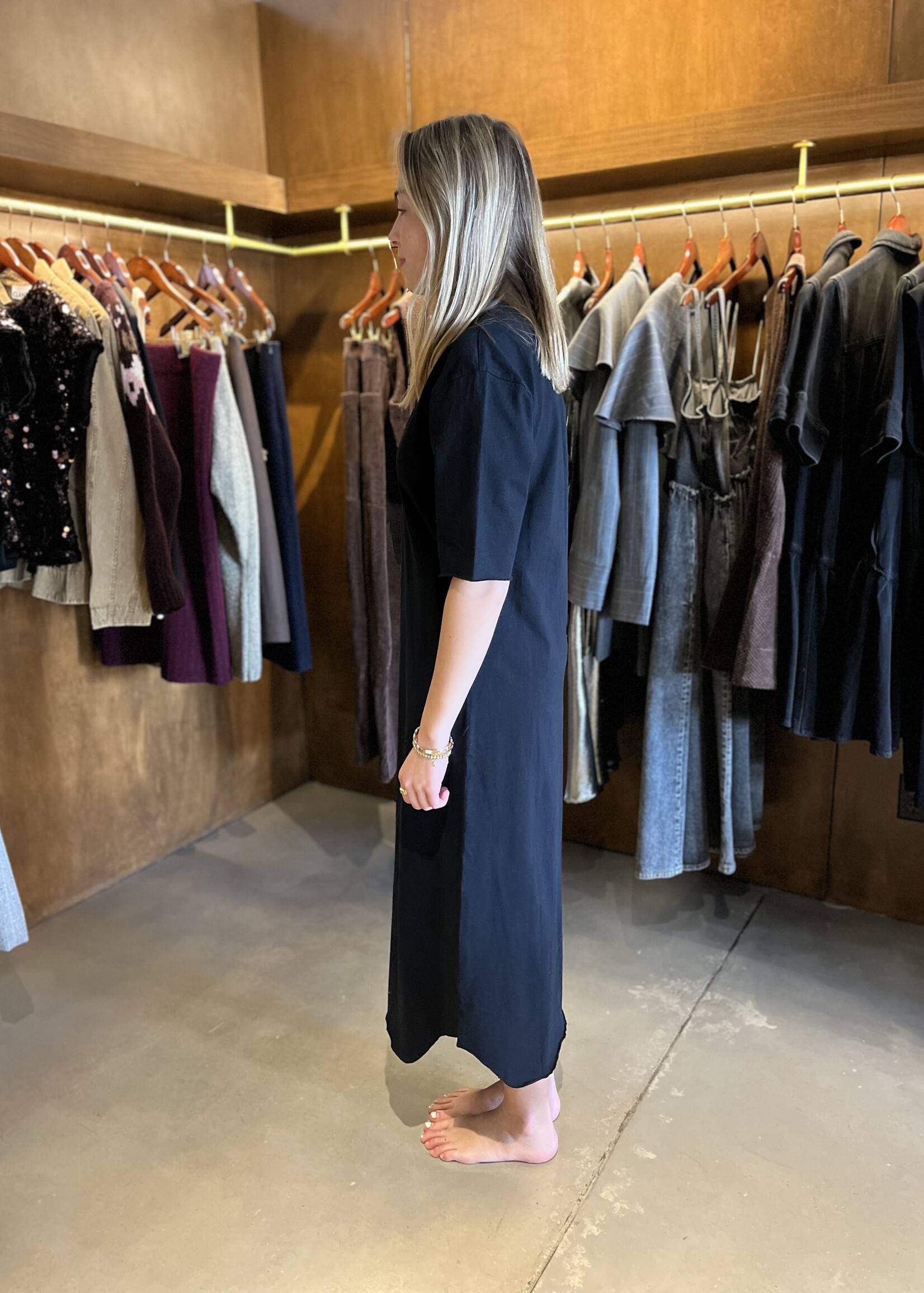 Frank & Eileen Emma Henley Short Sleeve Maxi Dress- British Royal Navy BRNV