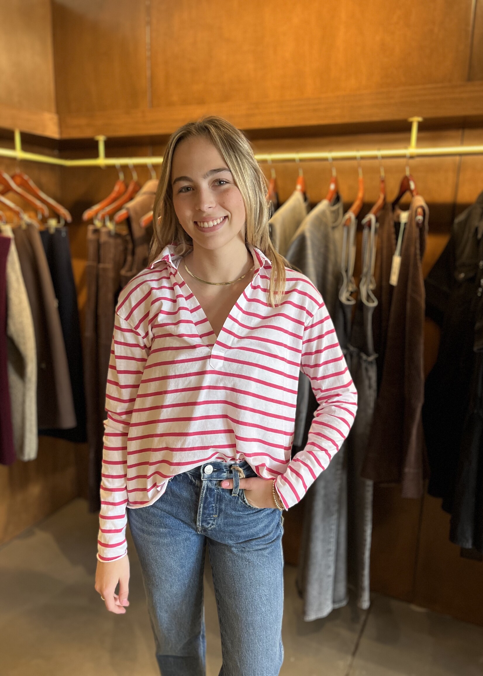 Frank & Eileen Patrick Popover Henley Heritage Jersey- Lotus Stripe LTST