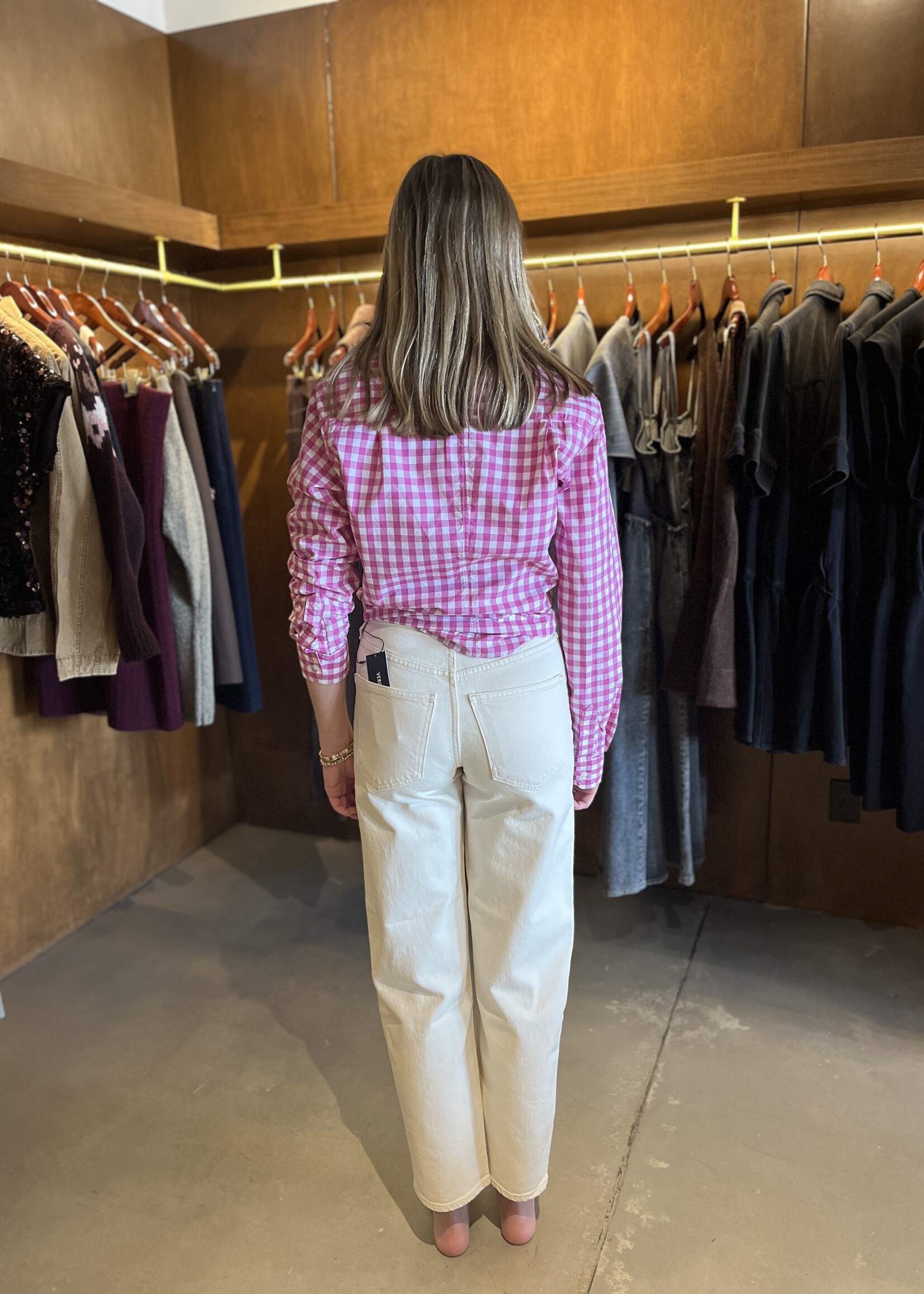 Frank & Eileen Barry Tailored Button-Up- Pink Check PNKC