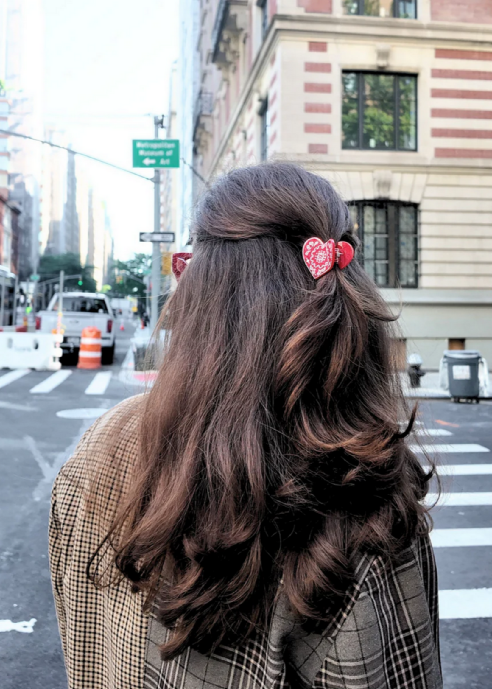 Solar Eclipse Mini Paisley Heart Claw Hair Clip- Red