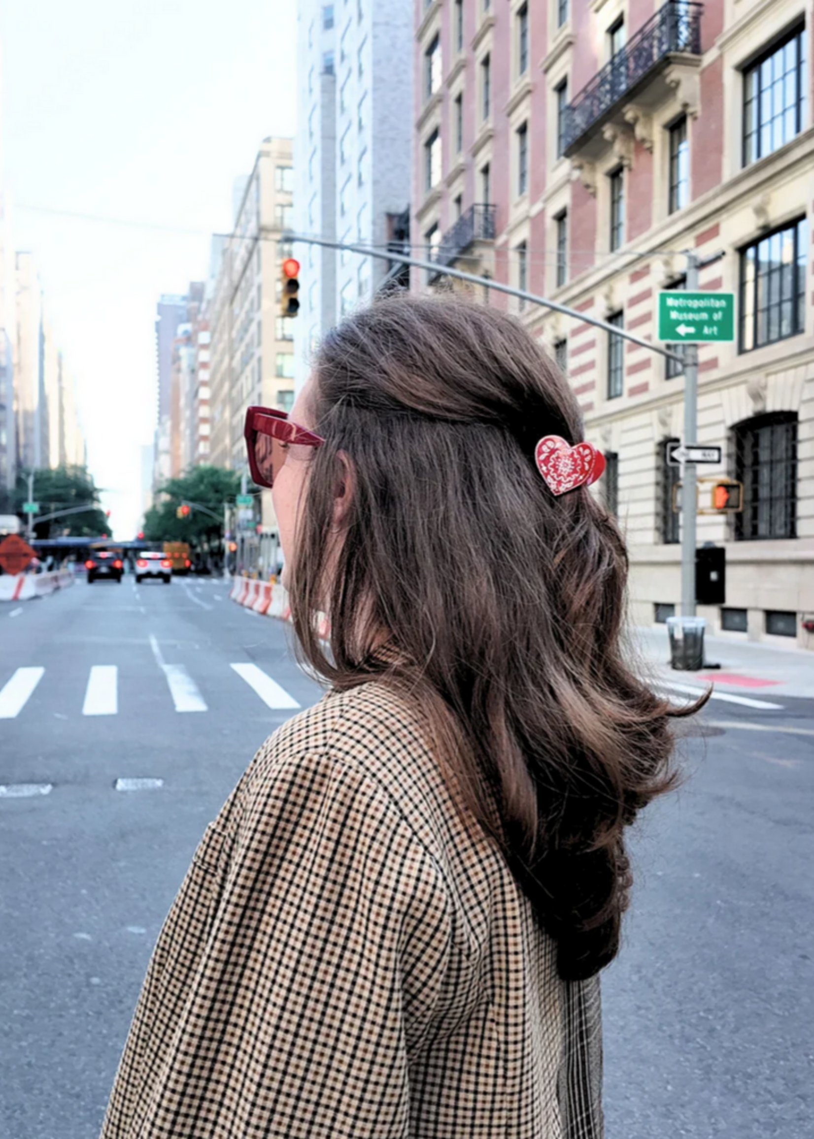 Solar Eclipse Mini Paisley Heart Claw Hair Clip- Red