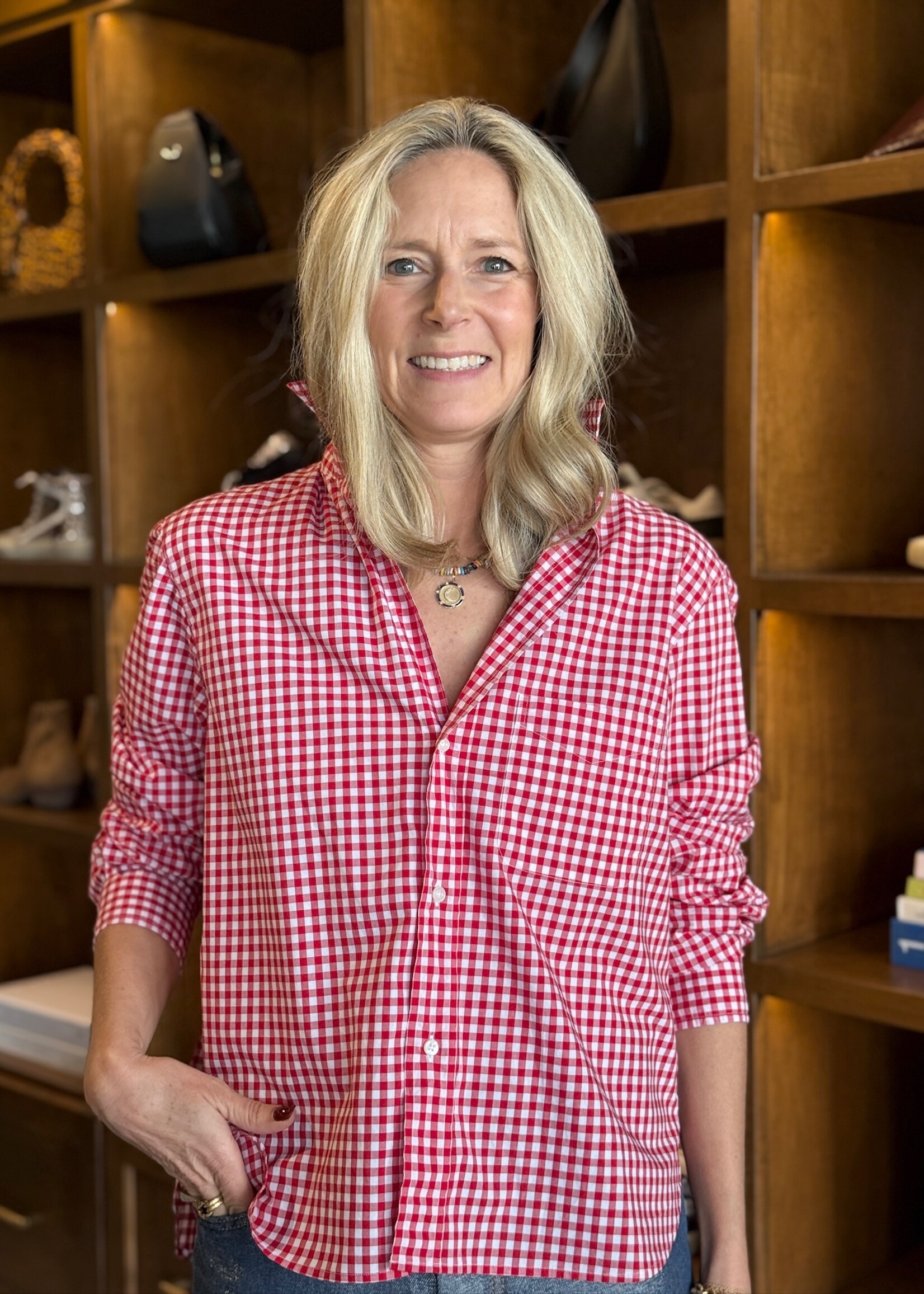 Frank & Eileen Silvio Untuckable Button-Up- Red White Check RCHK