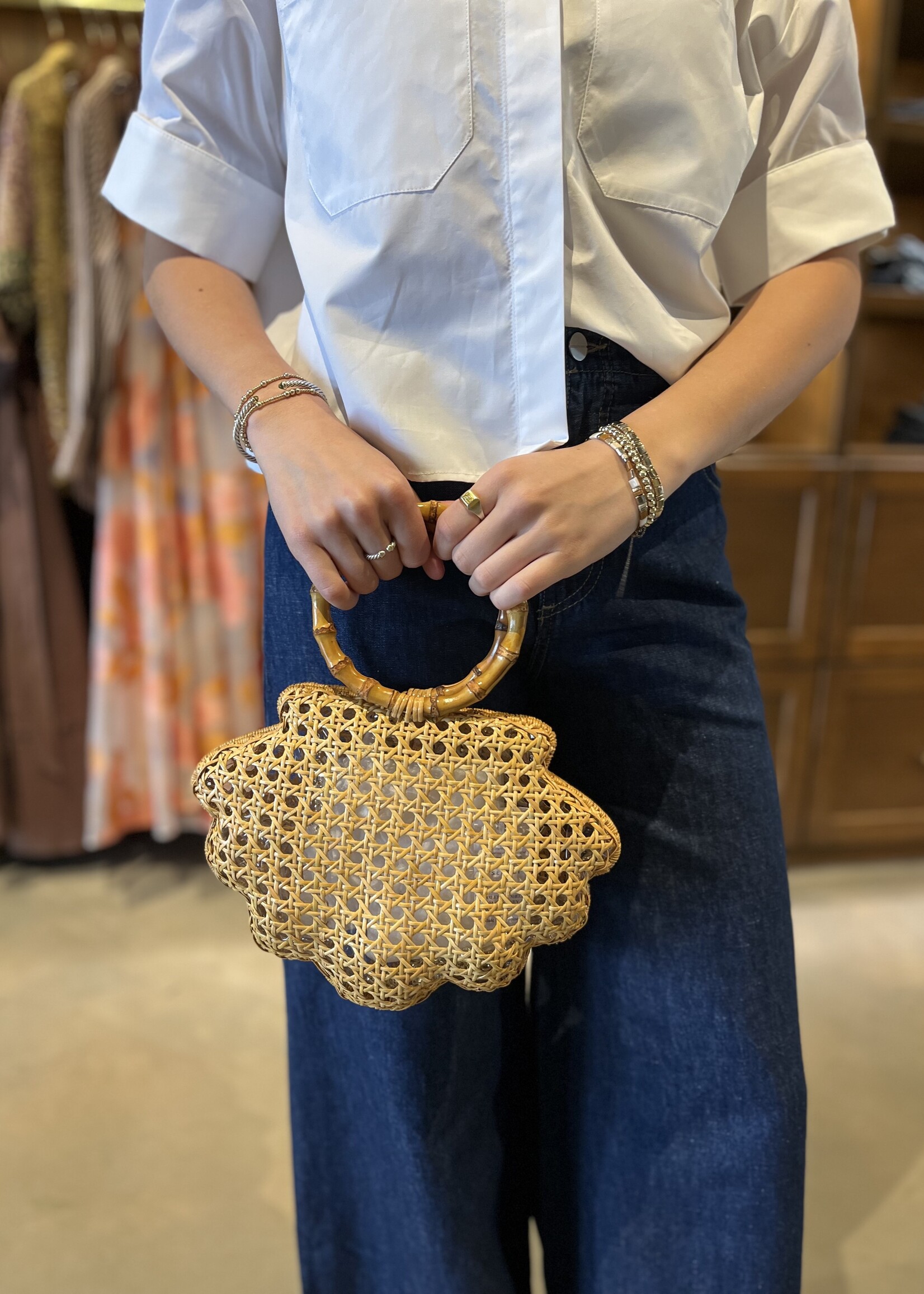 Serpui Ethan Shell Wicker Purse