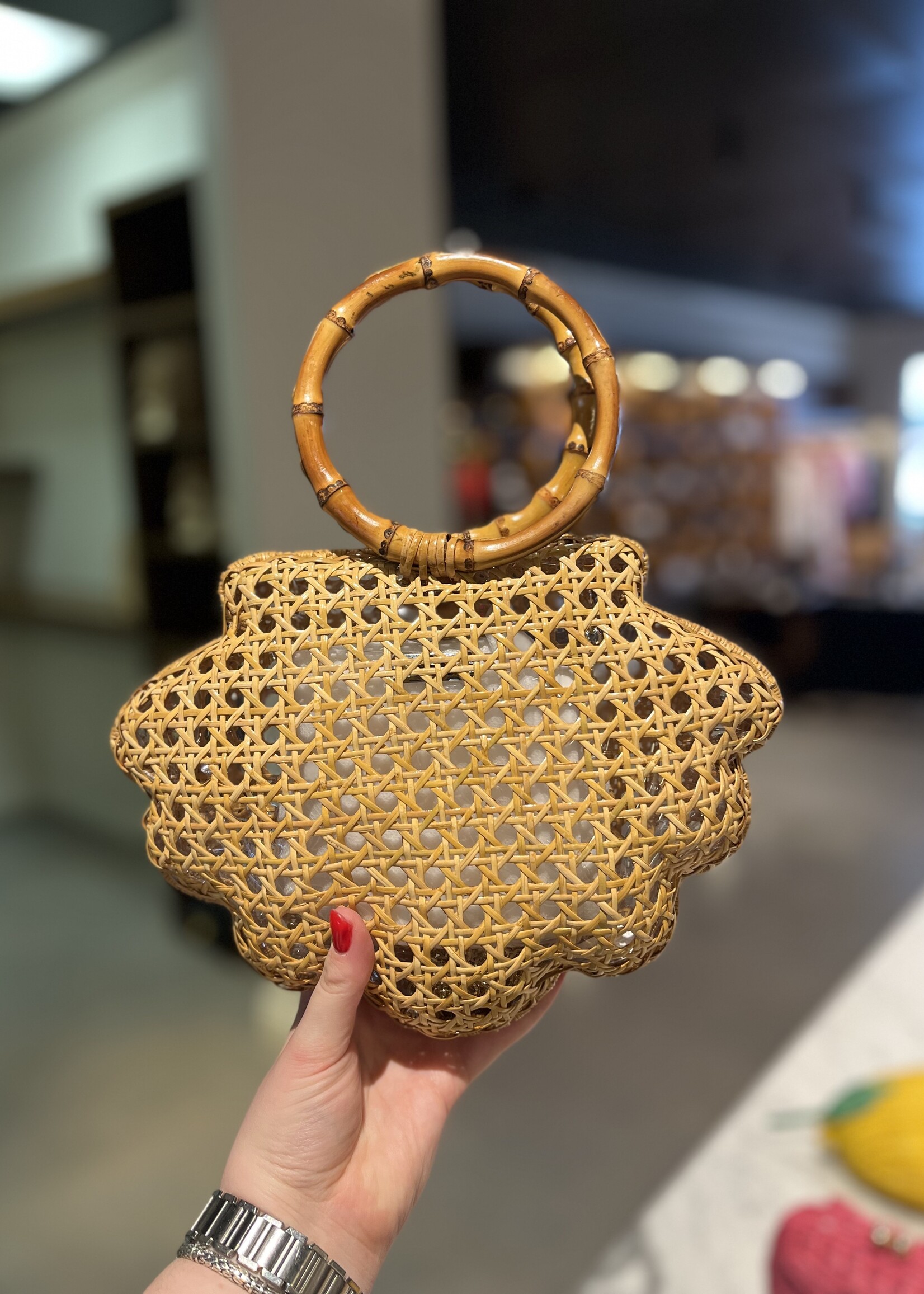 Serpui Ethan Shell Wicker Purse