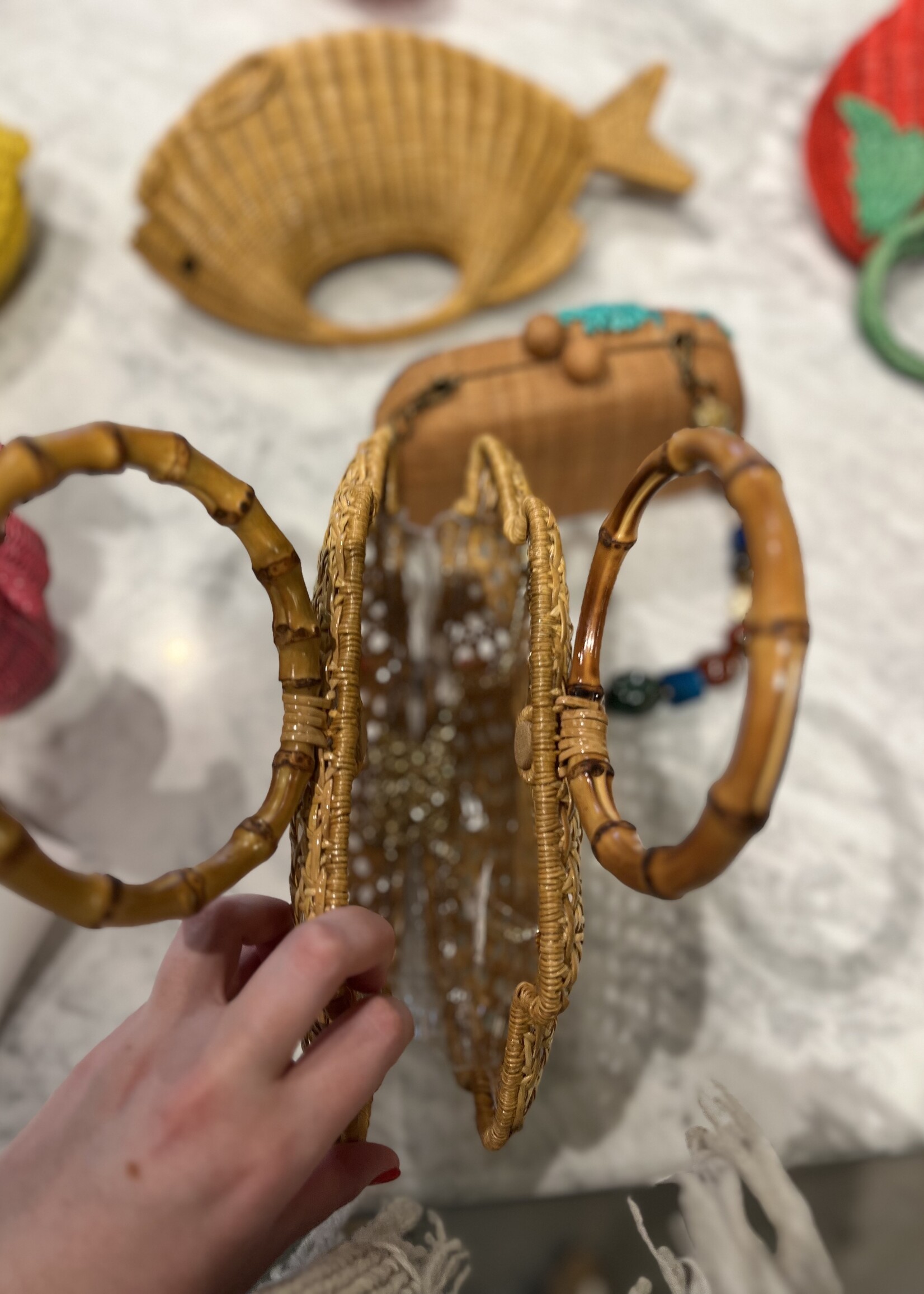 Serpui Ethan Shell Wicker Purse