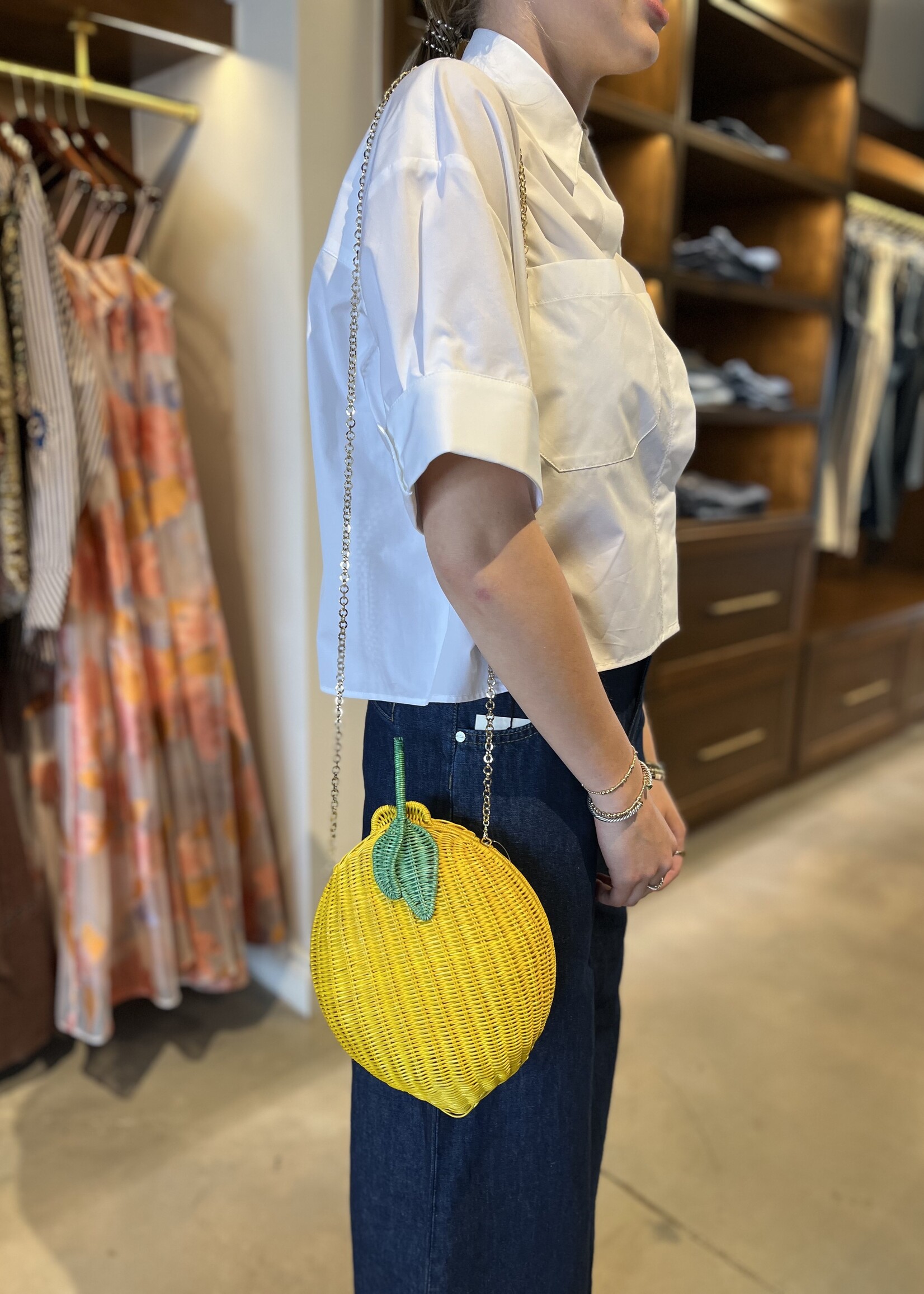 Serpui Mediterranean Sicilian Lemon Wicker Purse