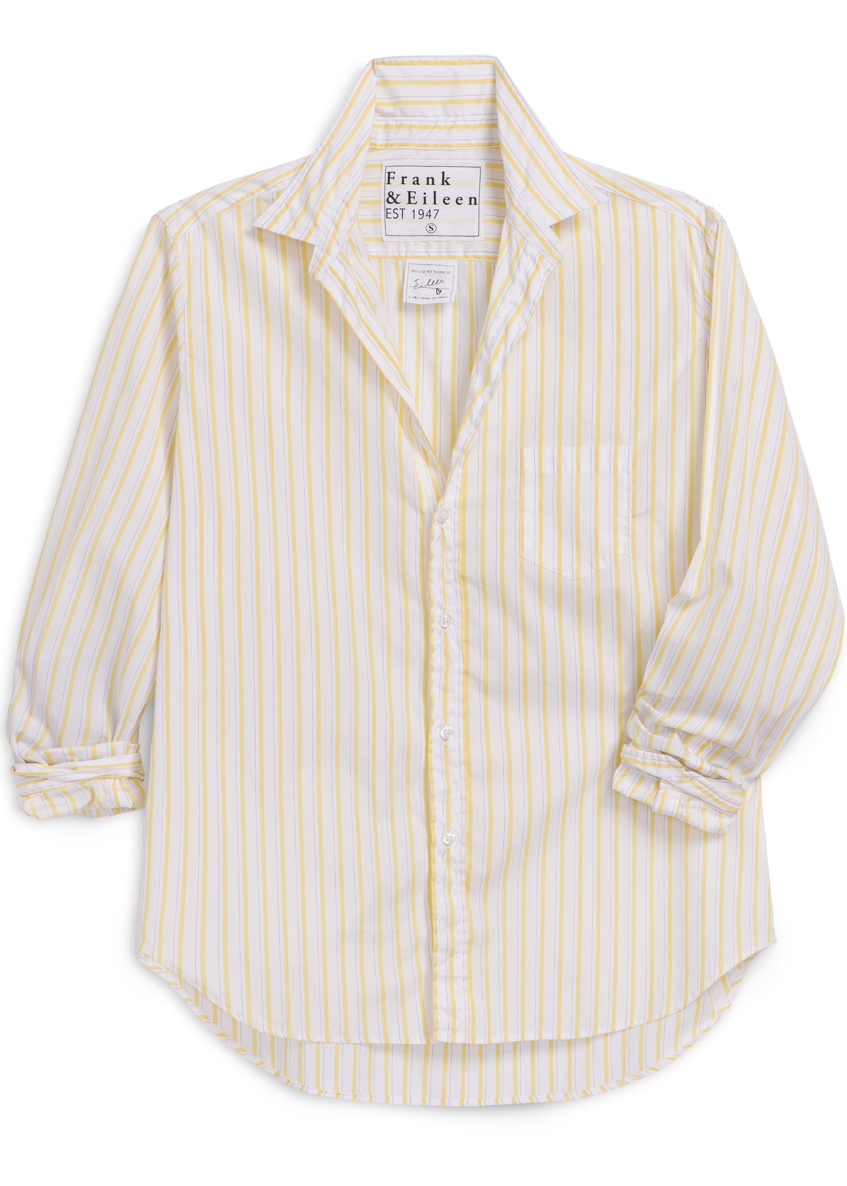 Frank & Eileen Eileen Relaxed Button-Up- Yellow Thin Navy Stripe YTNS