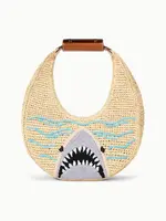 Staud Raffia Moon Tote Bag- Great White