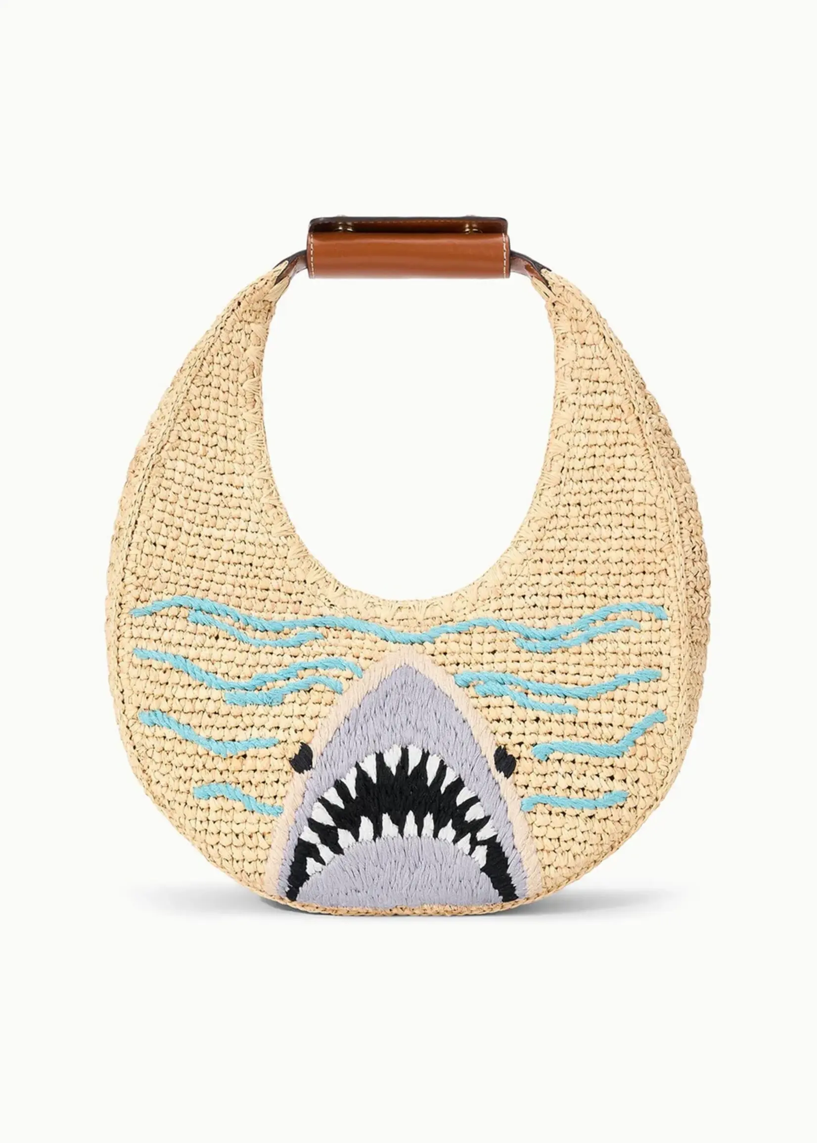 Staud Raffia Moon Tote Bag- Great White