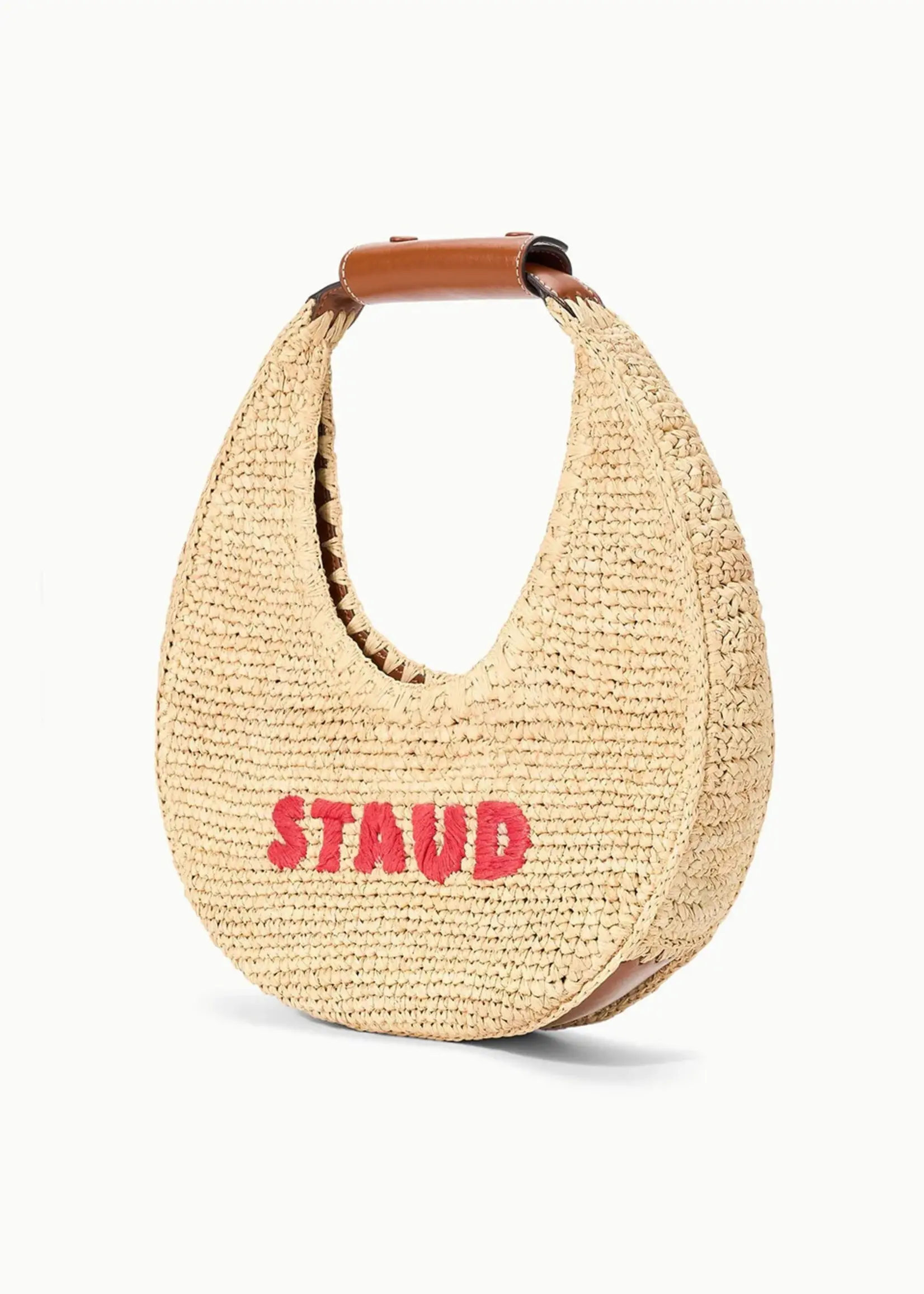 Staud Raffia Moon Tote Bag- Great White