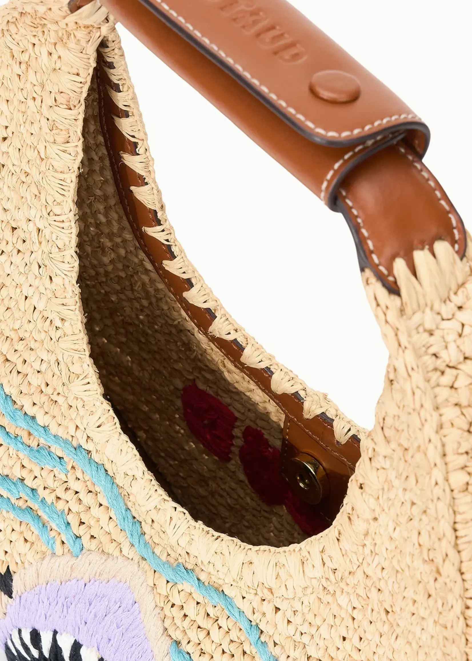 Staud Raffia Moon Tote Bag- Great White